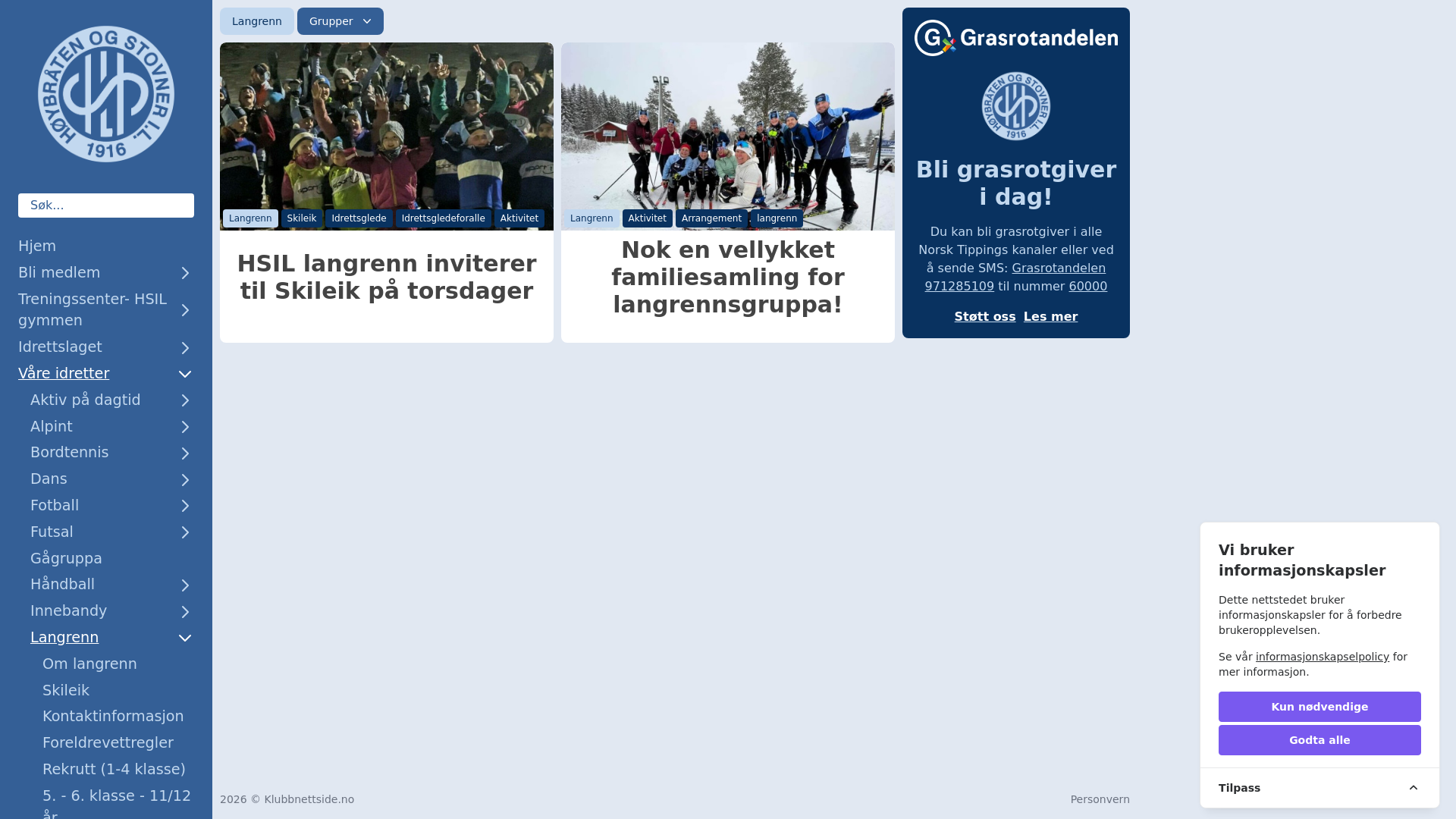website screenshot of https://hsil-langrenn.no/