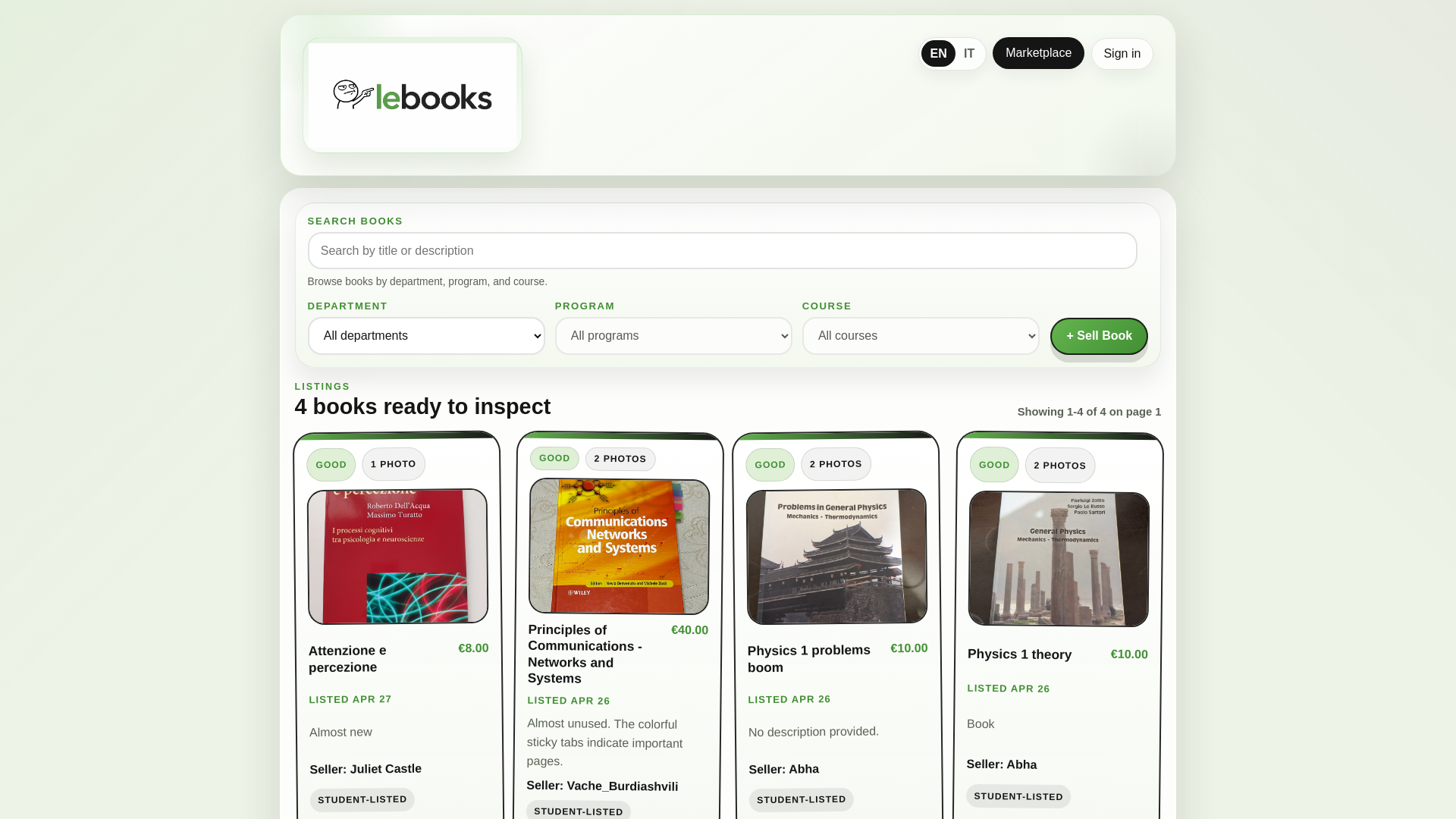 website screenshot of https://lebooks.it/
