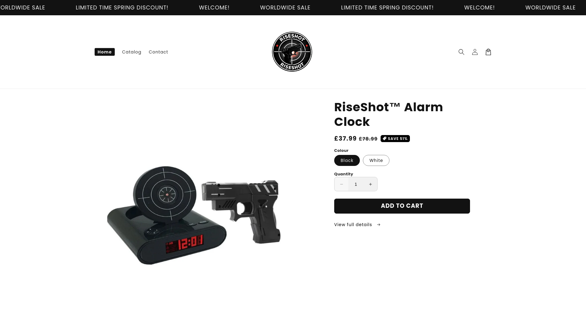 website screenshot of https://riseshot.store/