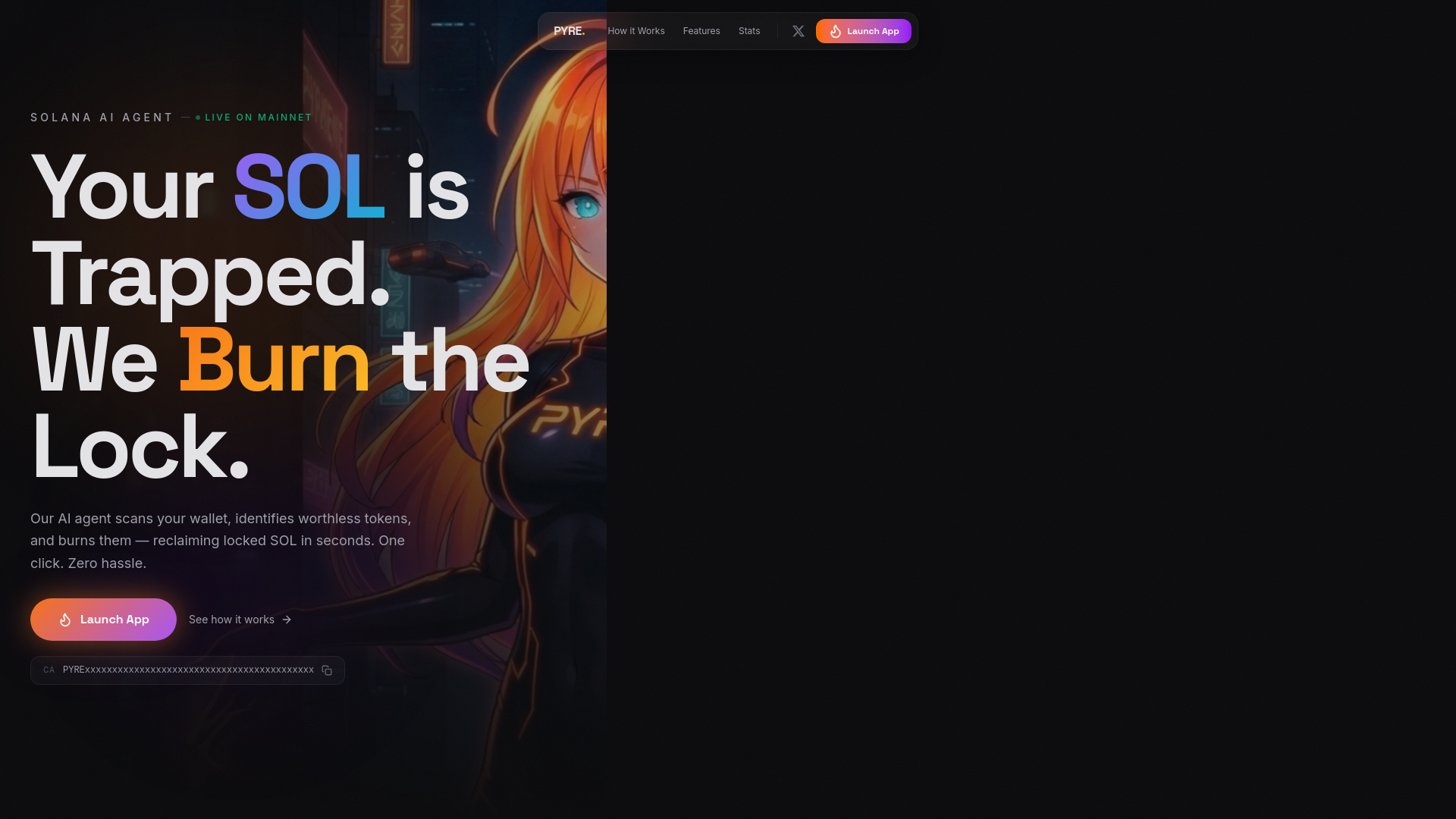 website screenshot of https://pyre-terminal.xyz