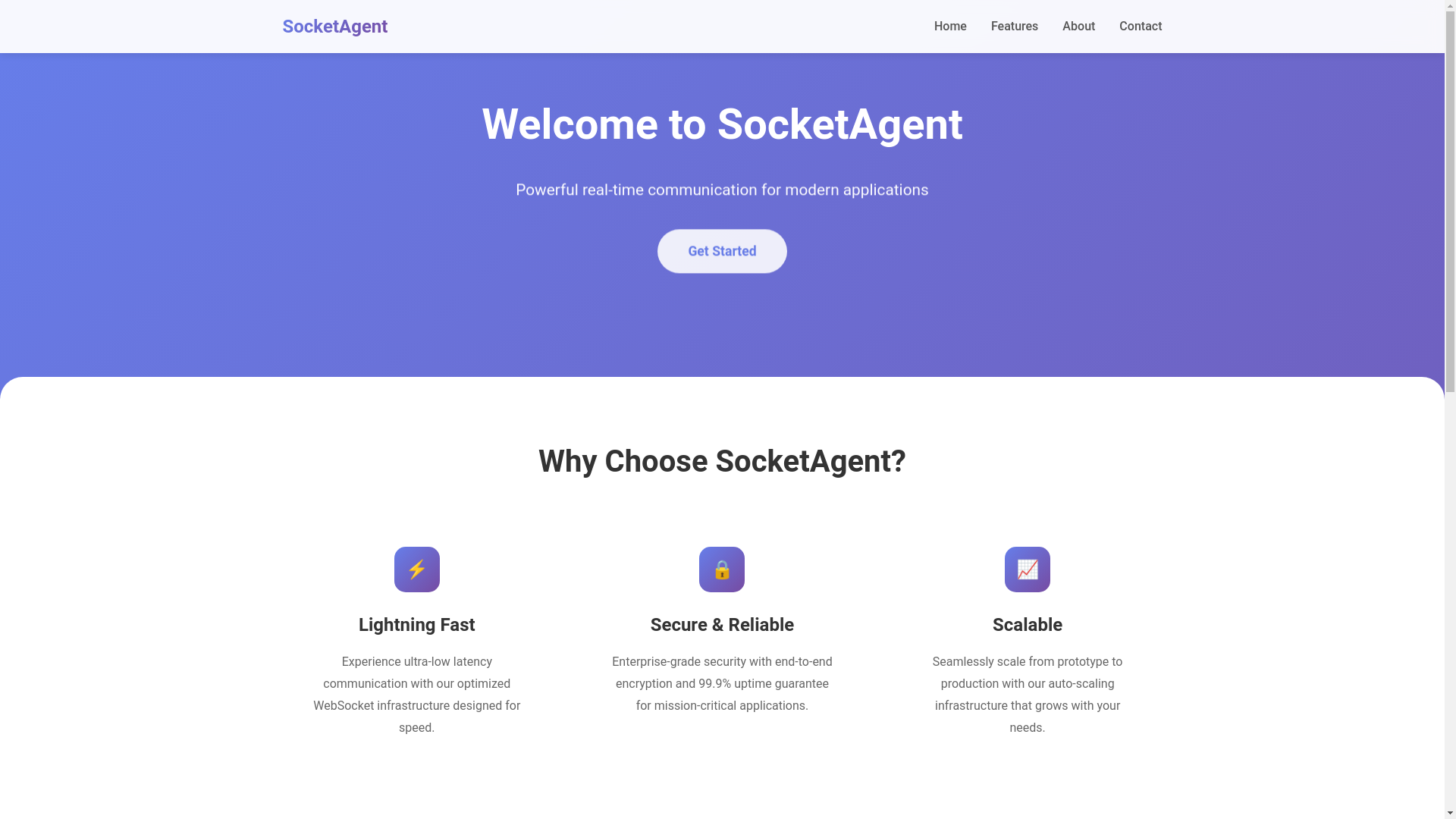 website screenshot of https://socketagent.io/