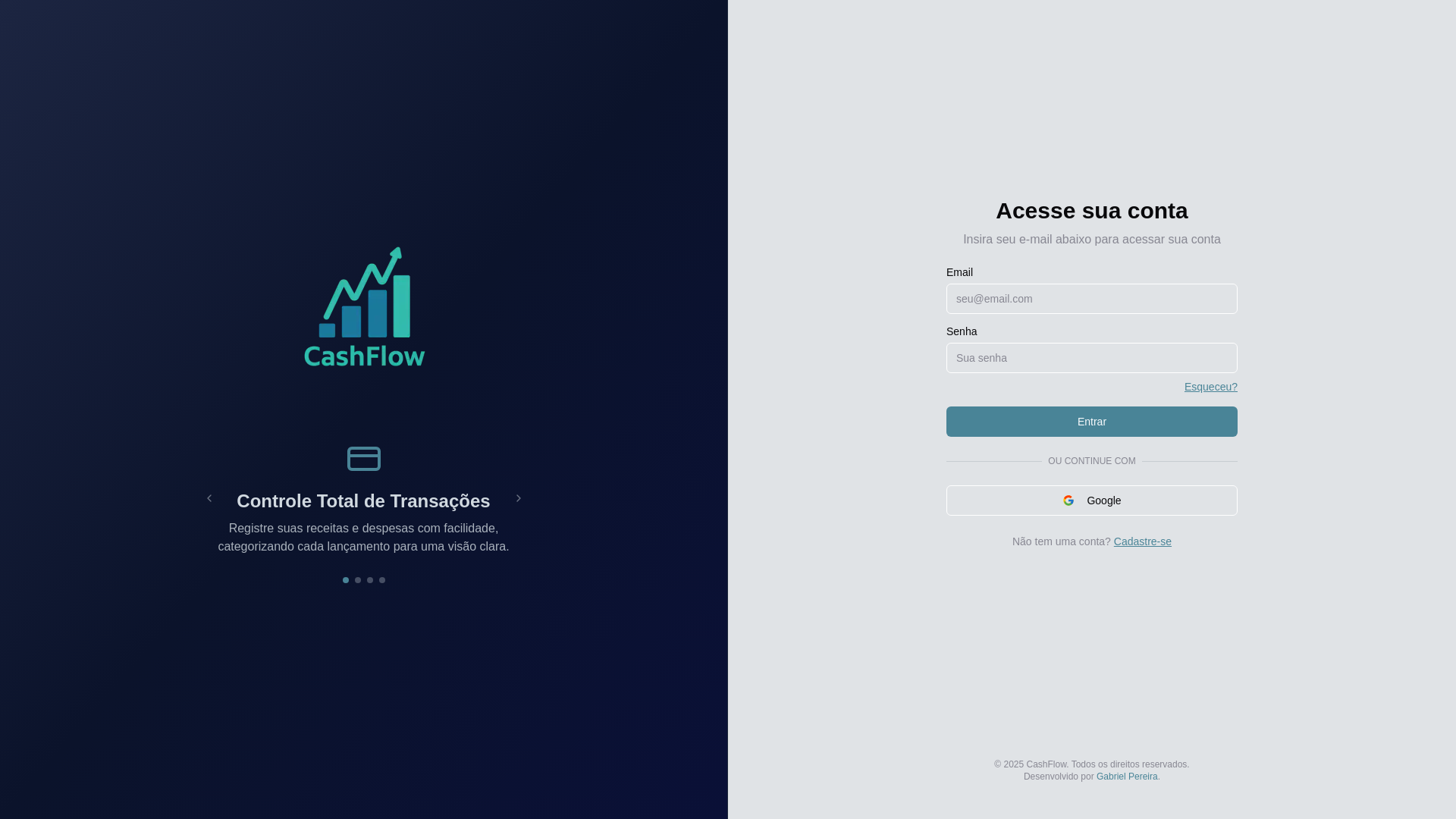 website screenshot of https://meucashflow.com.br/