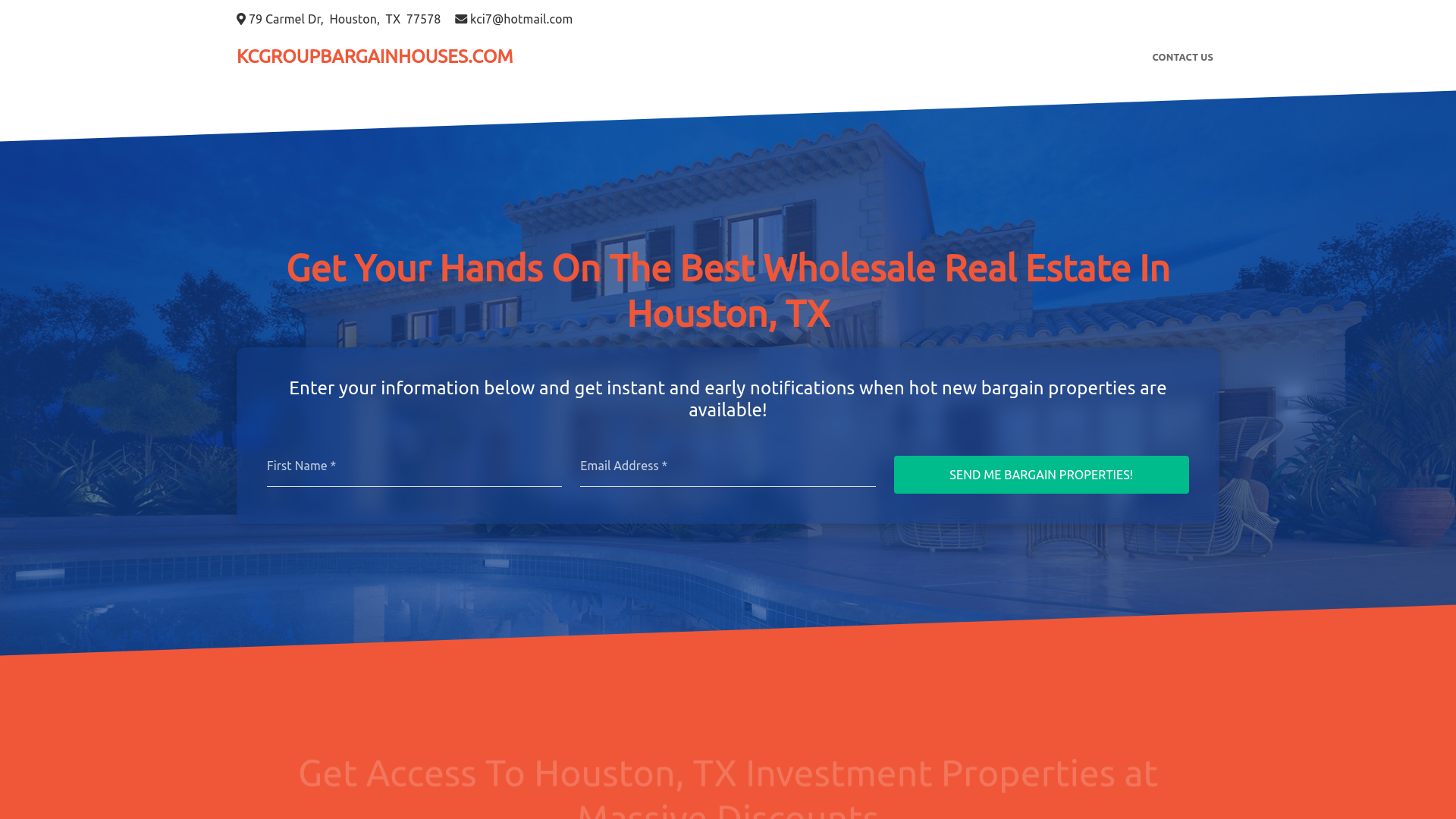 website screenshot of https://kcgroupbargainhouses.com/