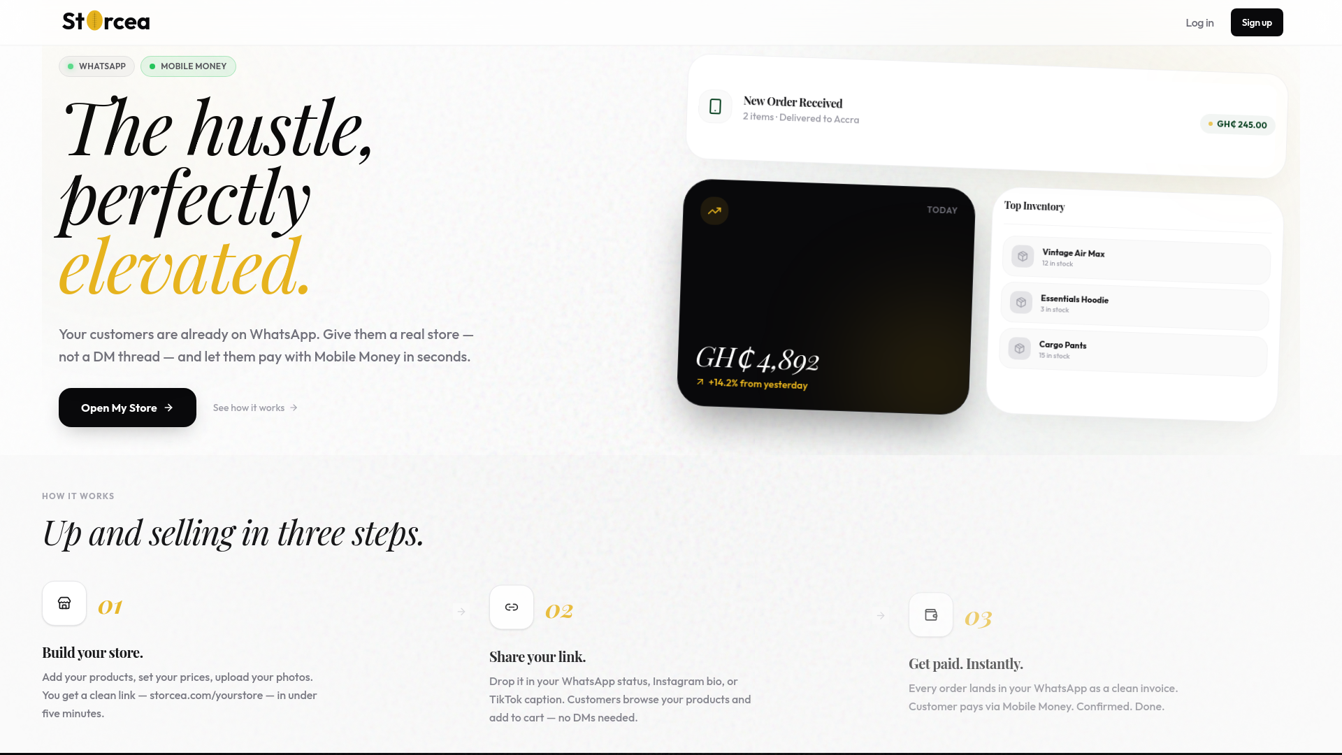 website screenshot of https://storcea.com
