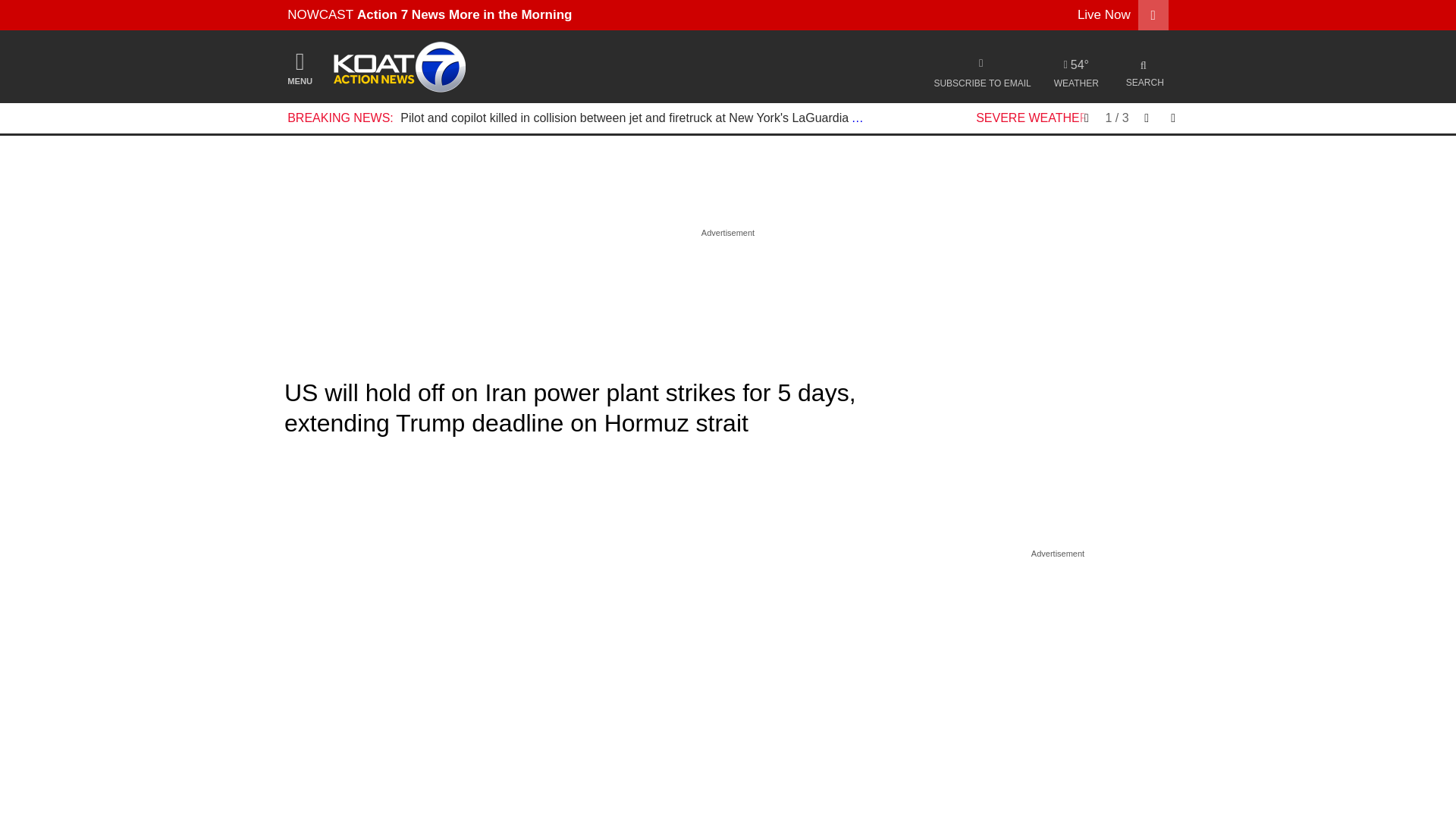 website screenshot of https://www.koat.com/article/iran-strike-power-plants-us-threats/70817874