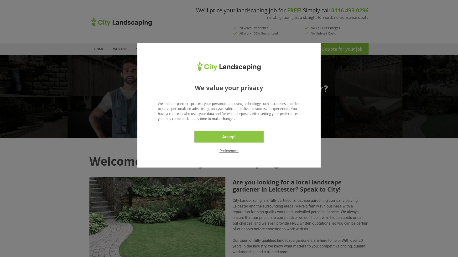 website screenshot of https://city-landscapers.co.uk/