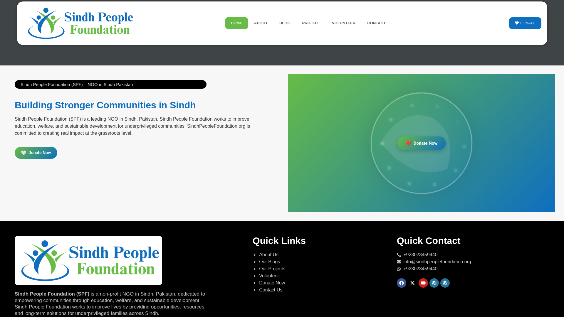 website screenshot of https://sindhpeoplefoundation.org/