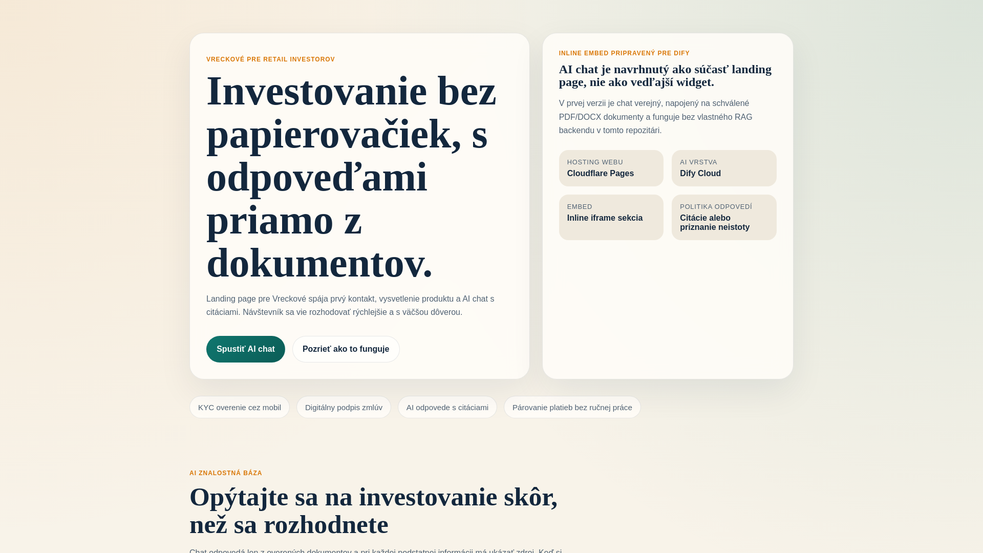 website screenshot of https://vreckove-landing.pages.dev/
