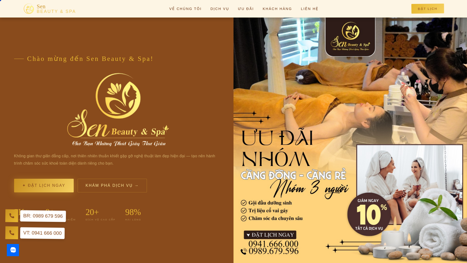 website screenshot of https://senbeautyspa.vn