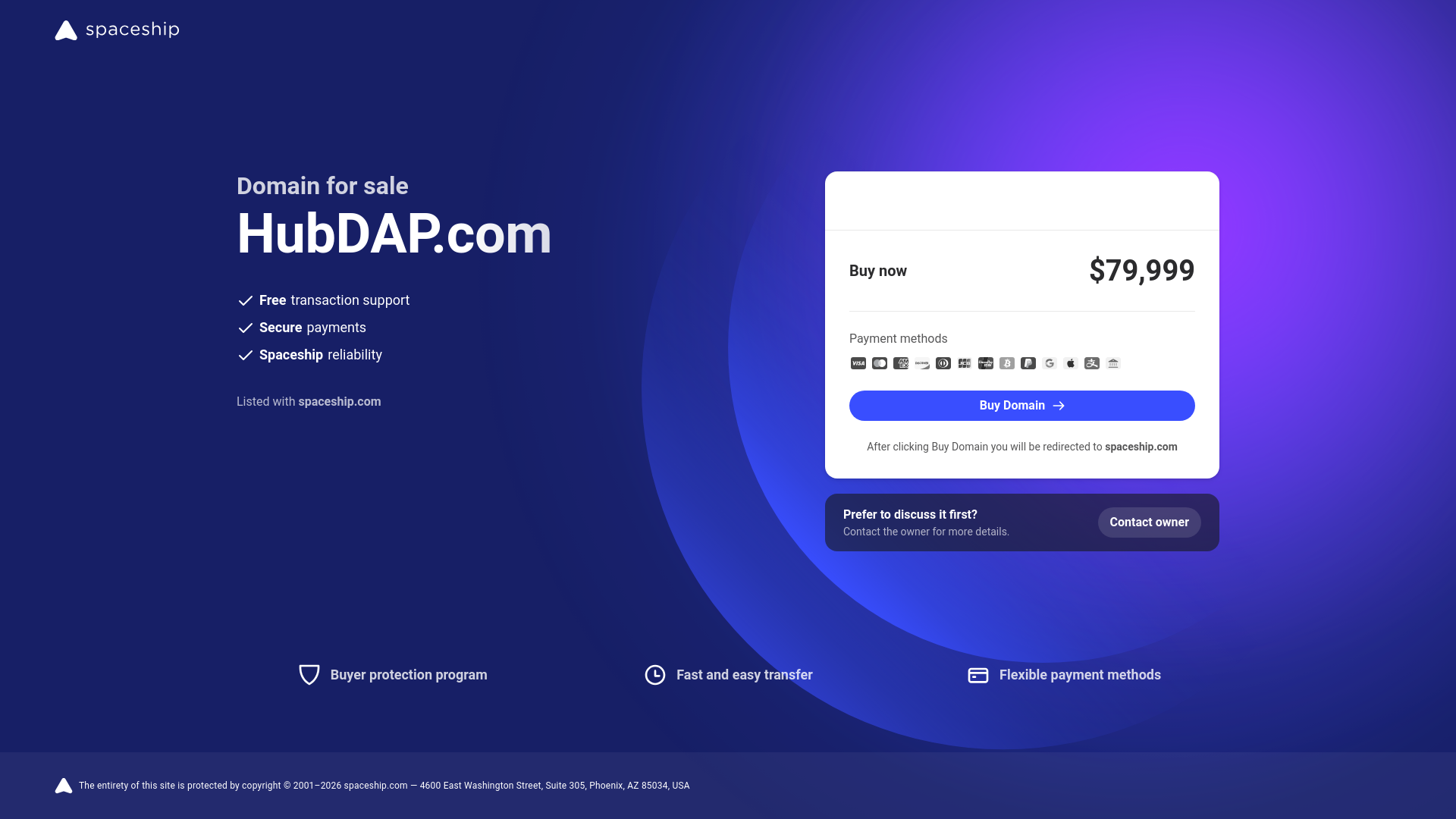 website screenshot of https://hubdap.com/
