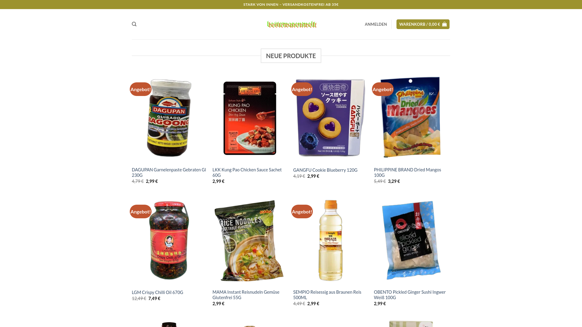 website screenshot of https://bestewarenwelt.de