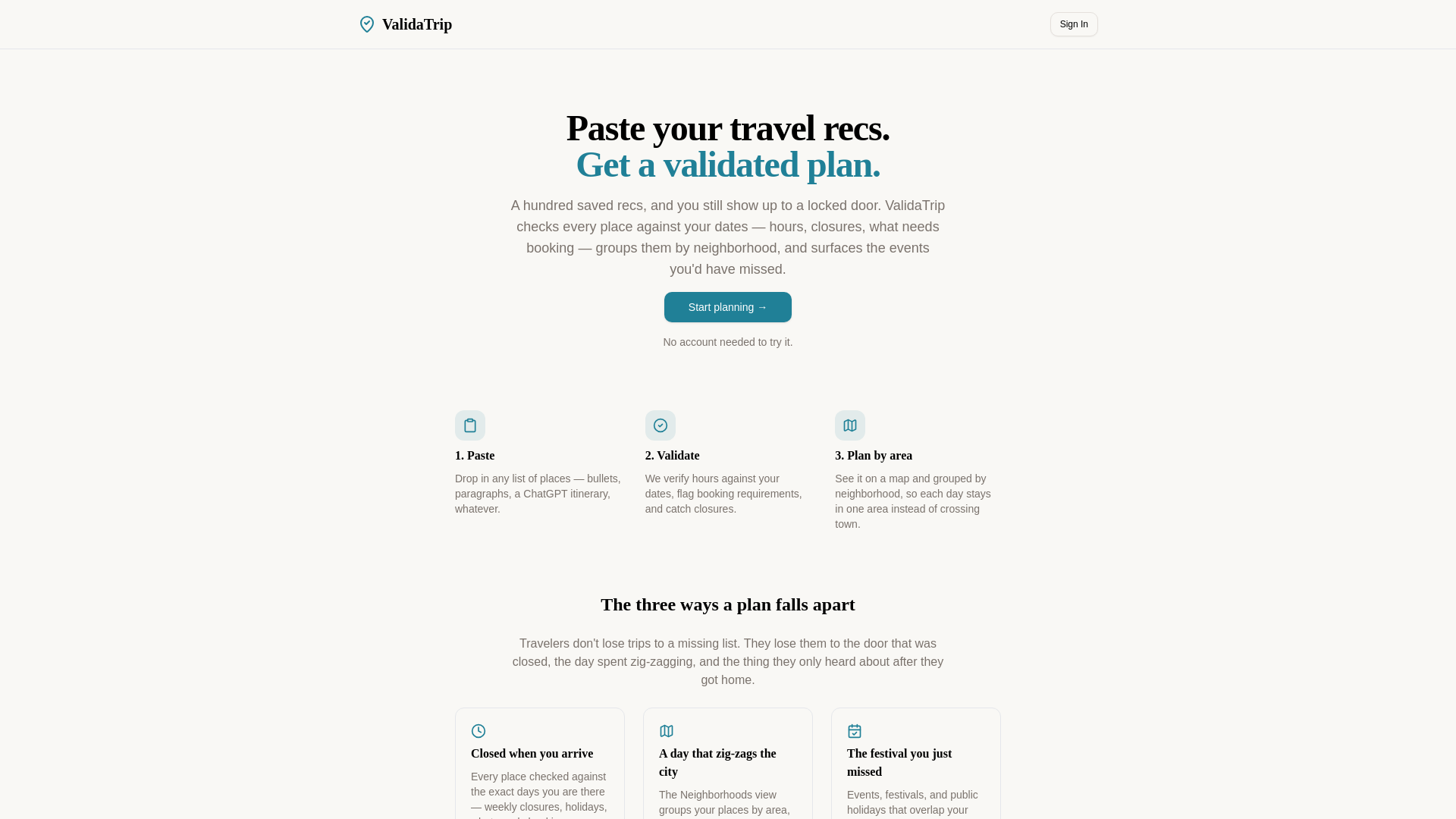 website screenshot of https://validatrip.com/