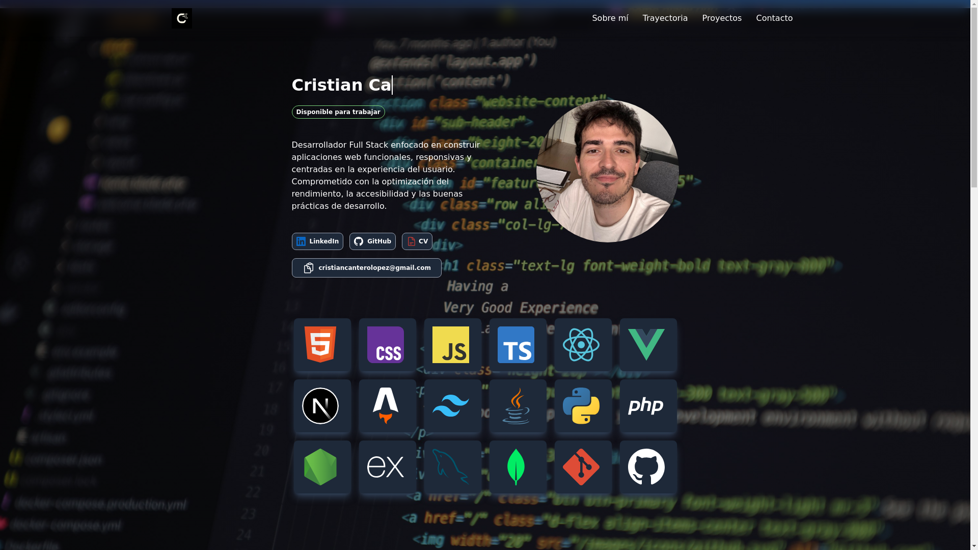 website screenshot of https://cristiancantero.dev/