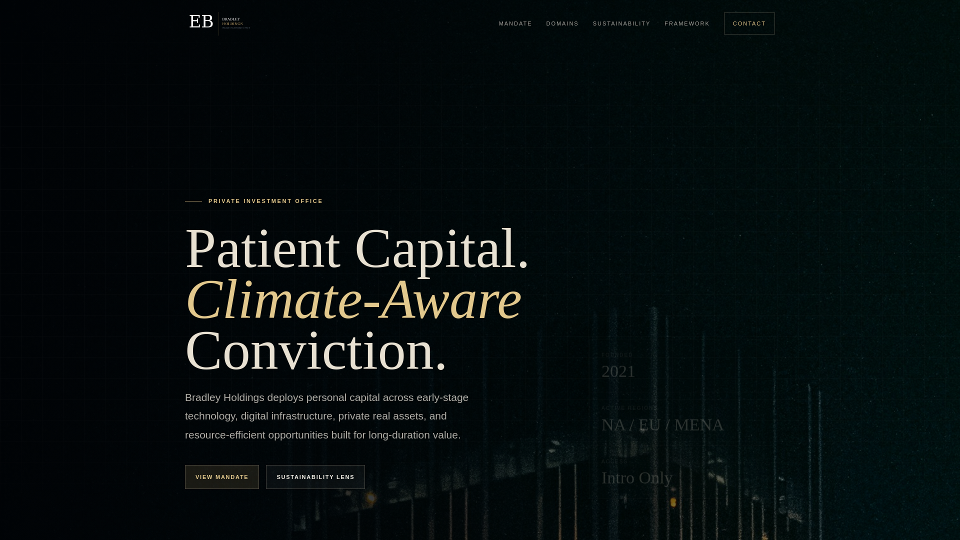 website screenshot of https://bradley-holdings.com/