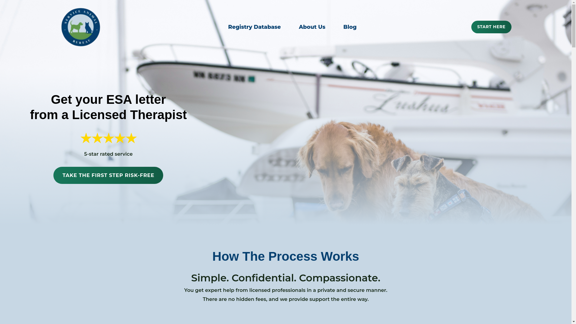 website screenshot of https://serviceanimalbureau.com/