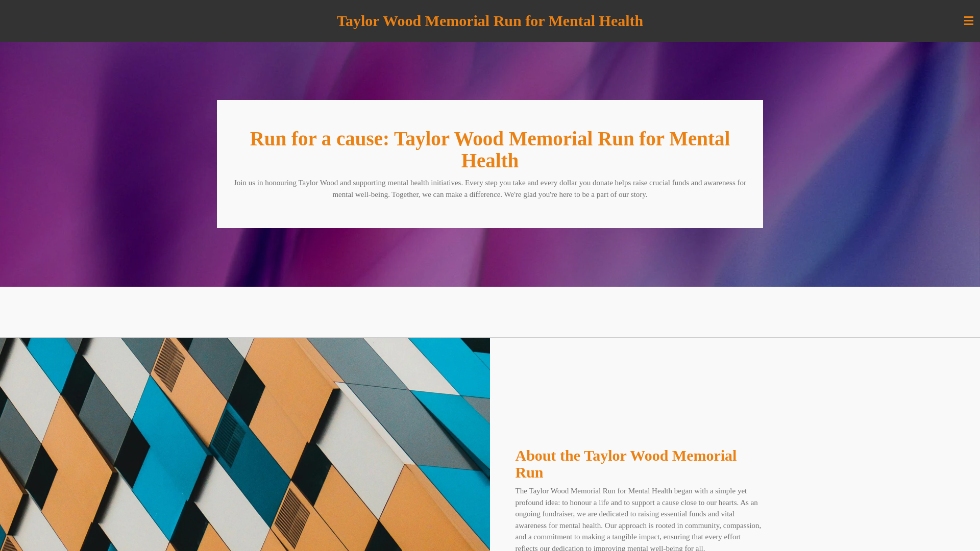 website screenshot of https://taylorwoodmemorialrunformentalhealth.ca/