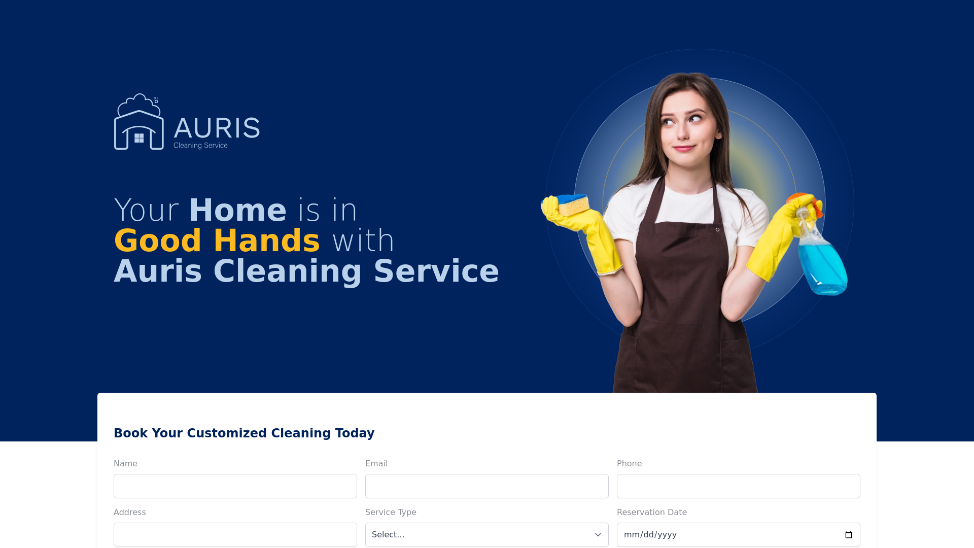 website screenshot of https://auriscleaningservices.pages.dev/