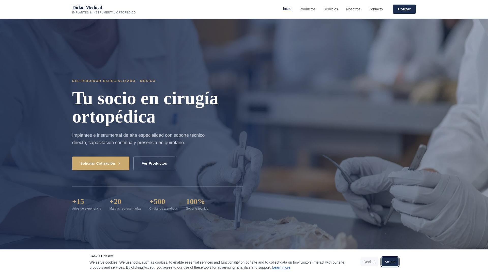 website screenshot of https://didacmedical.mx/