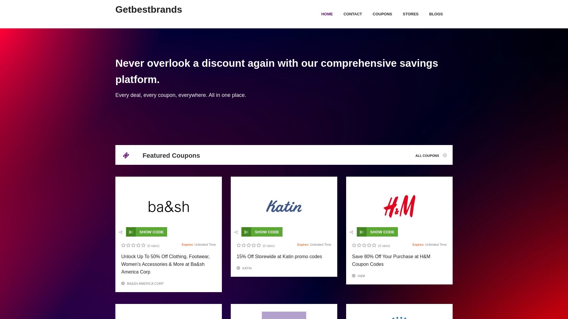website screenshot of https://getbestbrands.site