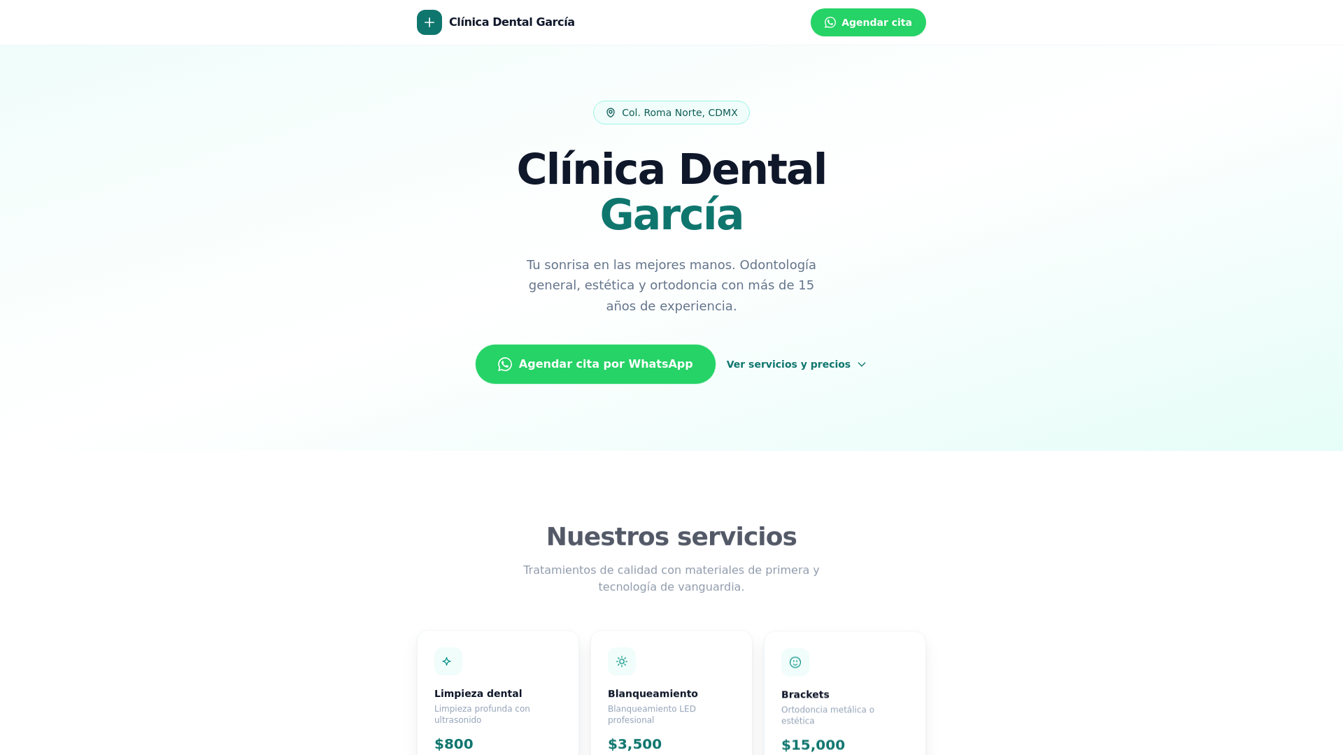 website screenshot of https://emi-demo-dentista.pages.dev/