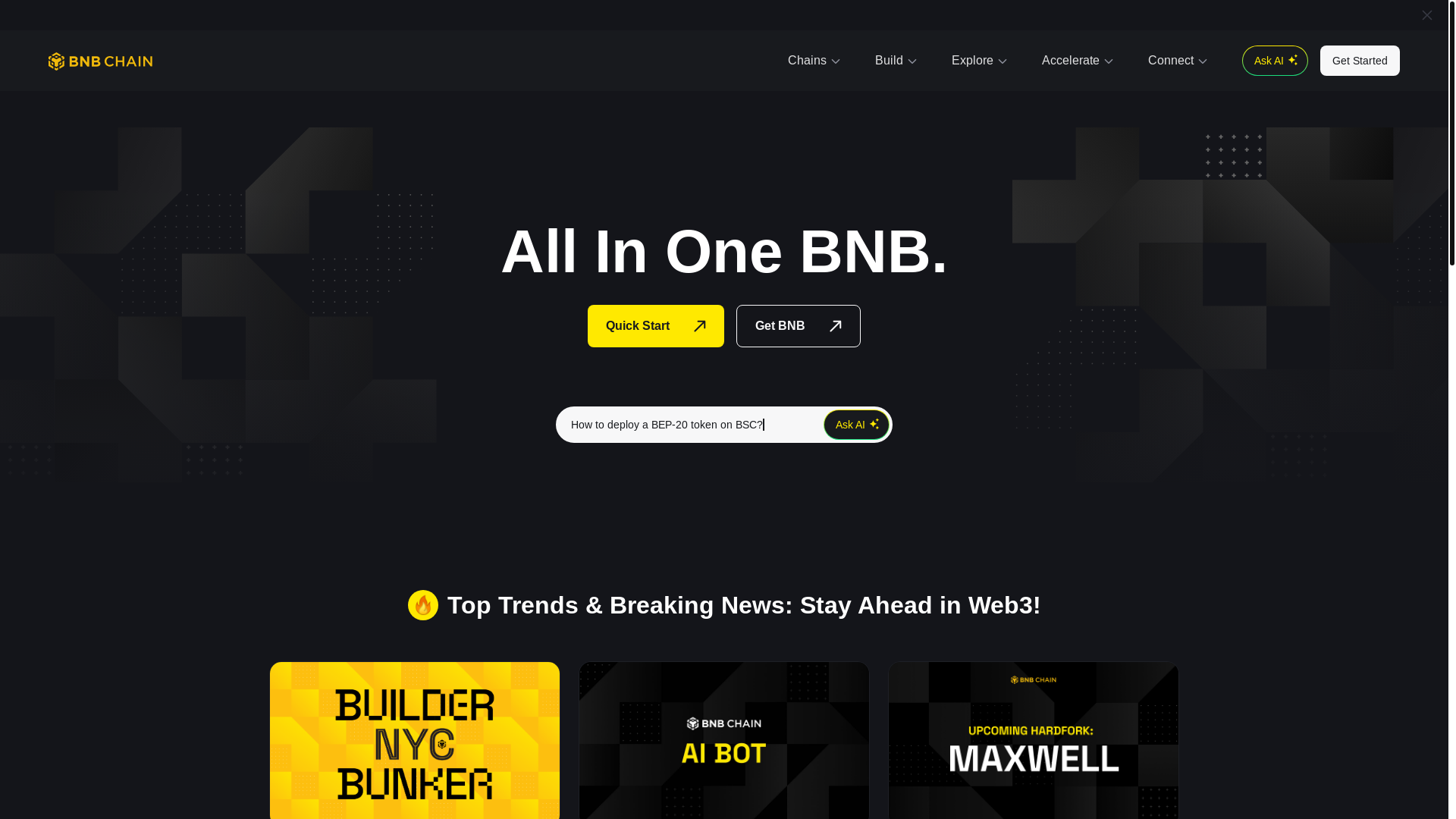 website screenshot of https://binance.org