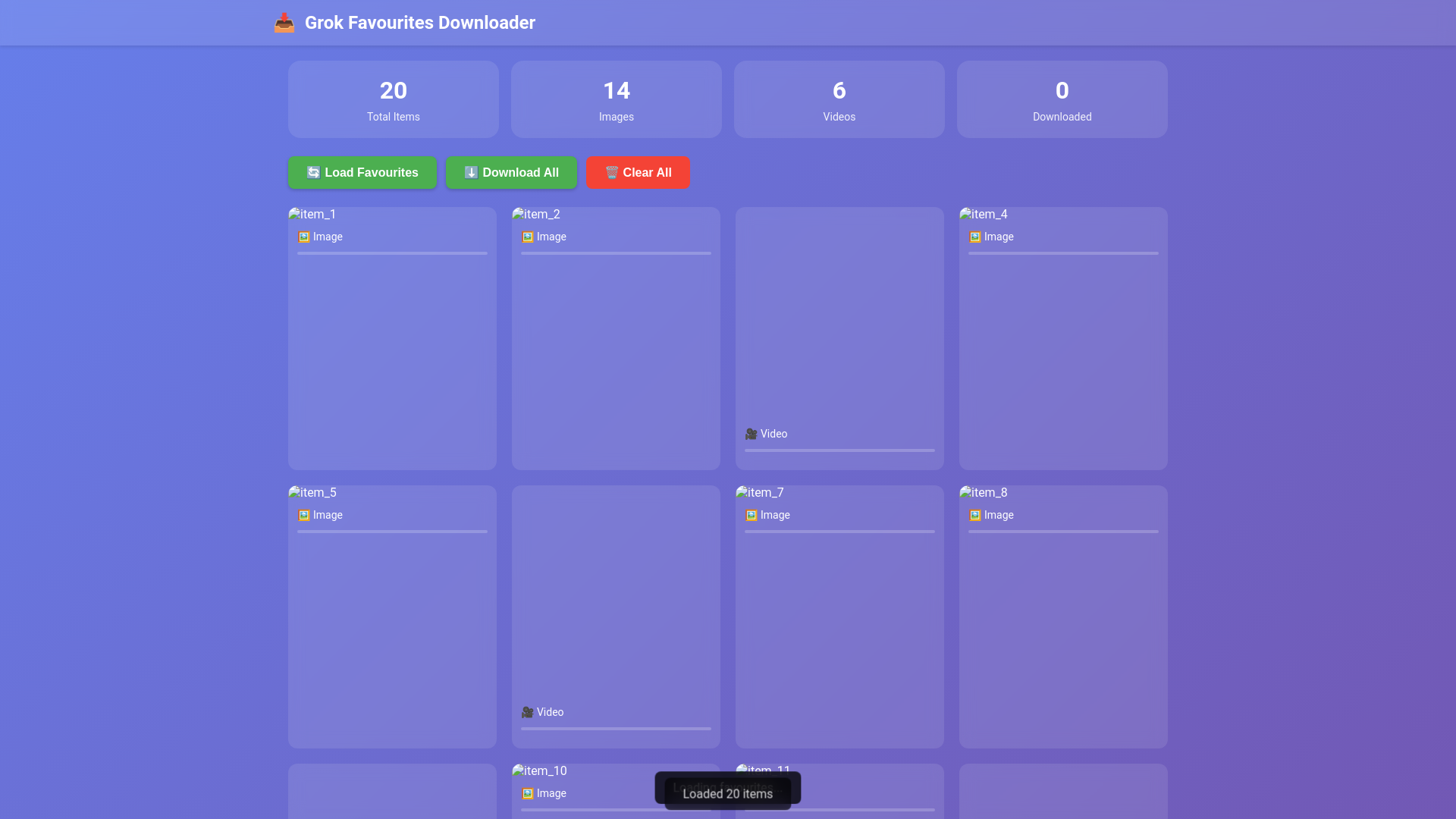 website screenshot of https://grokfavouritesdownloader.pages.dev/