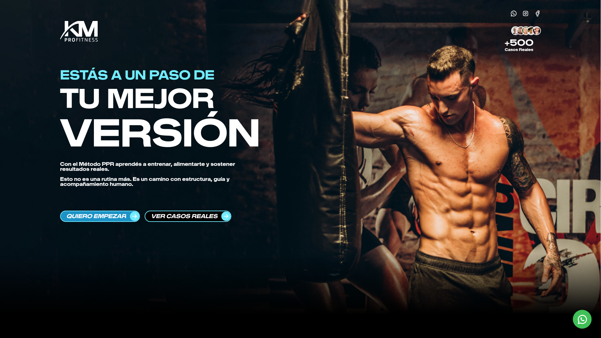 website screenshot of https://kmprofitness.com/