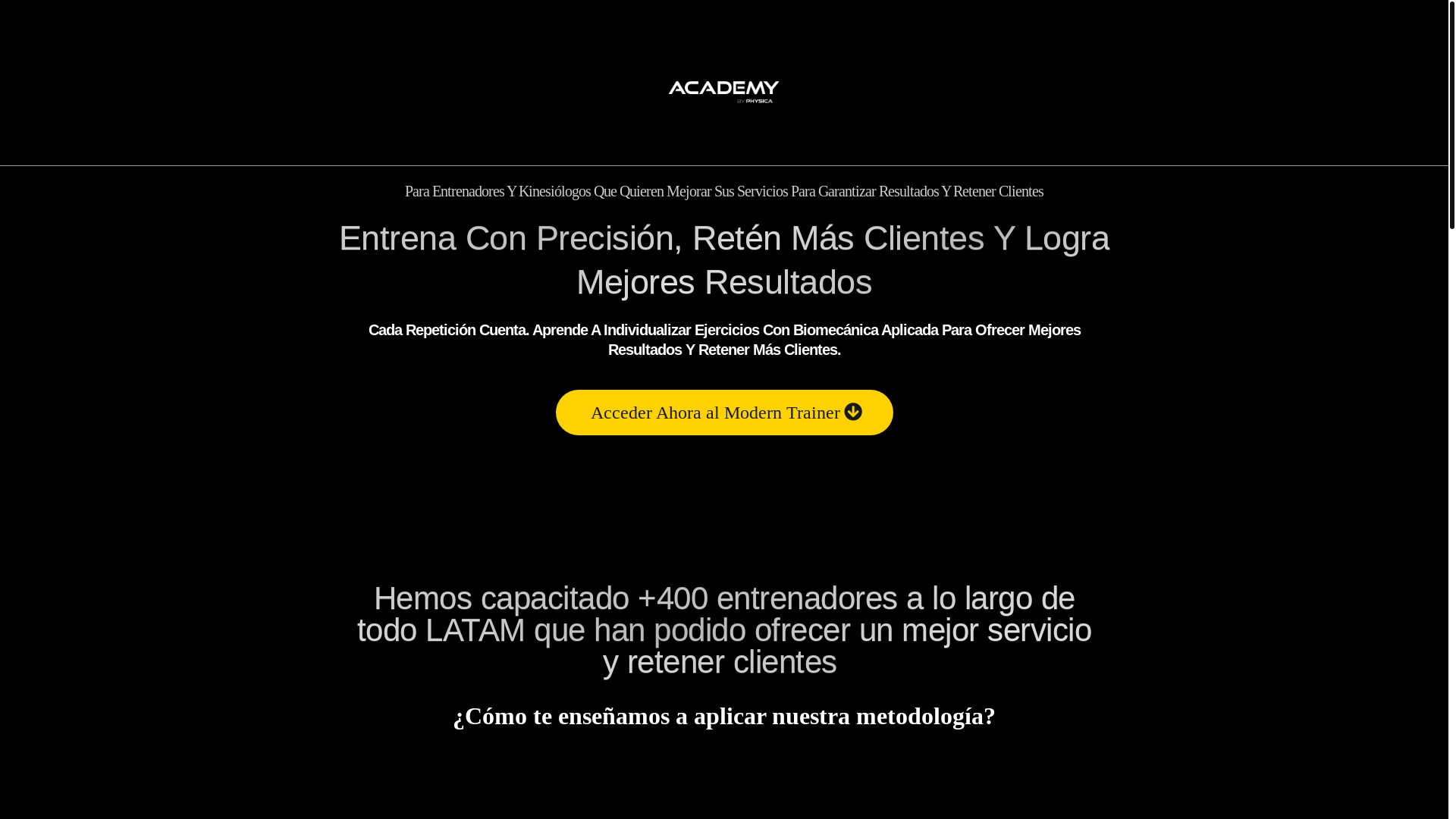 website screenshot of https://moderntrainer.org/