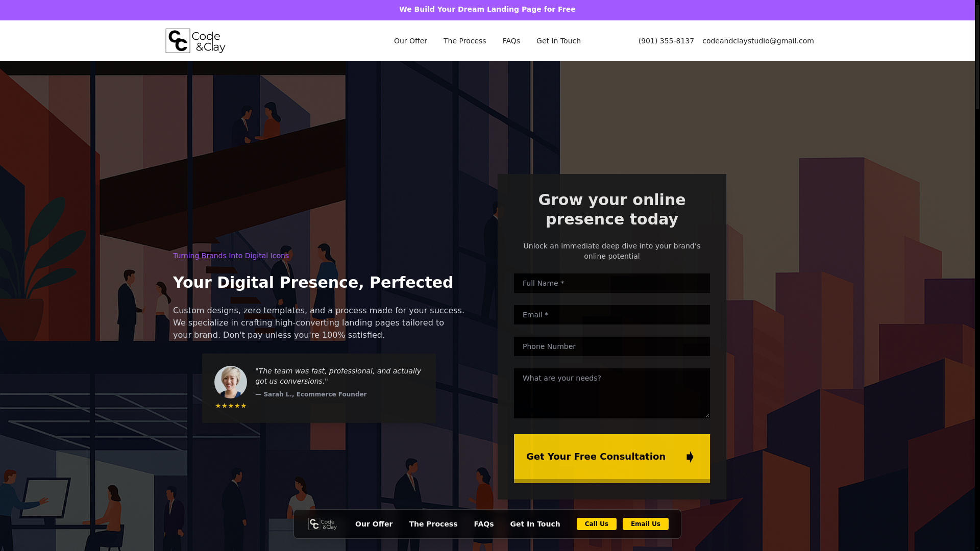 website screenshot of https://codeandclay.online/