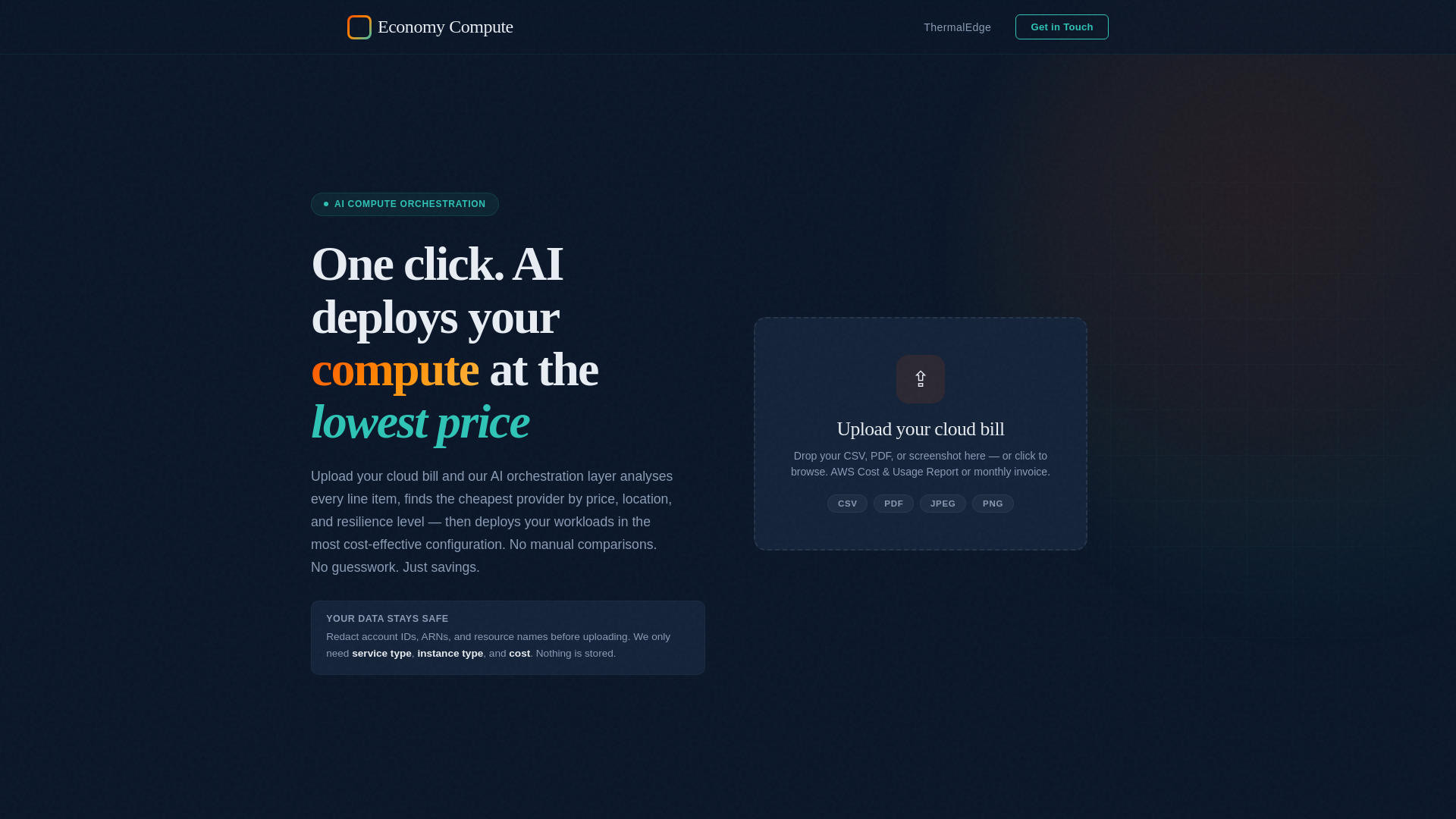 website screenshot of https://economycompute.com