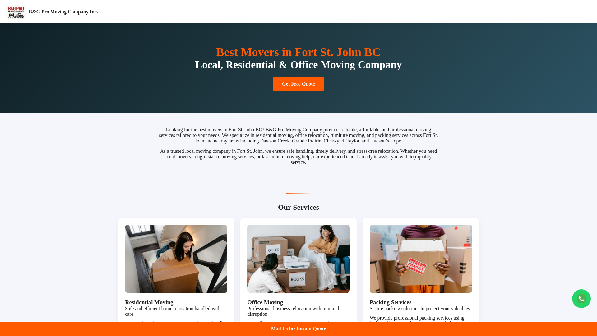 website screenshot of https://bgpromoving.ca/