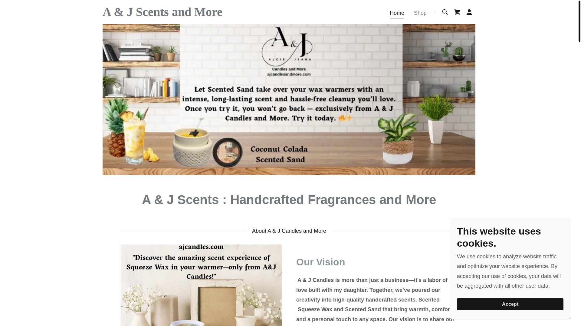 website screenshot of https://ajscentsandmore.com/