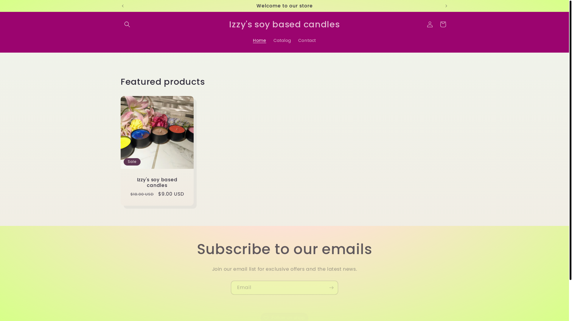 website screenshot of https://izzyssoycandles.com/