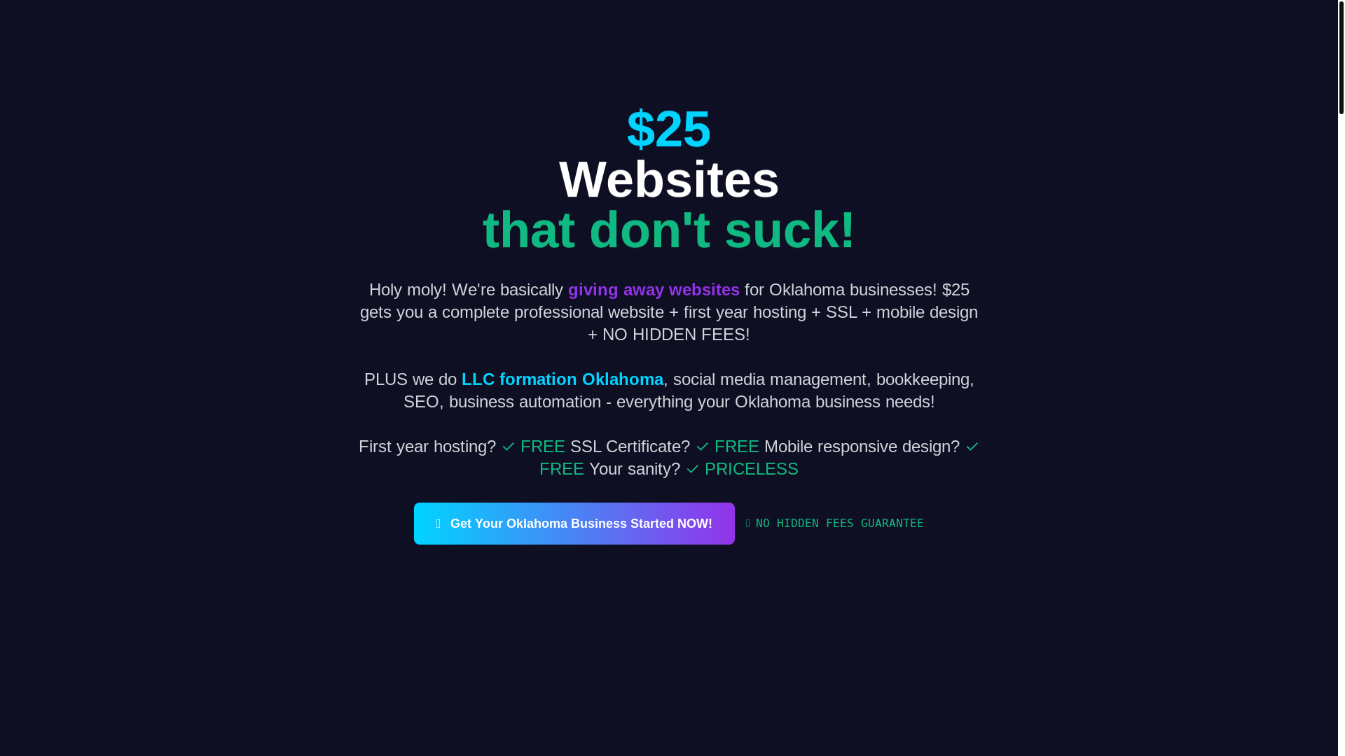 website screenshot of https://okiewebsiteguy.com/