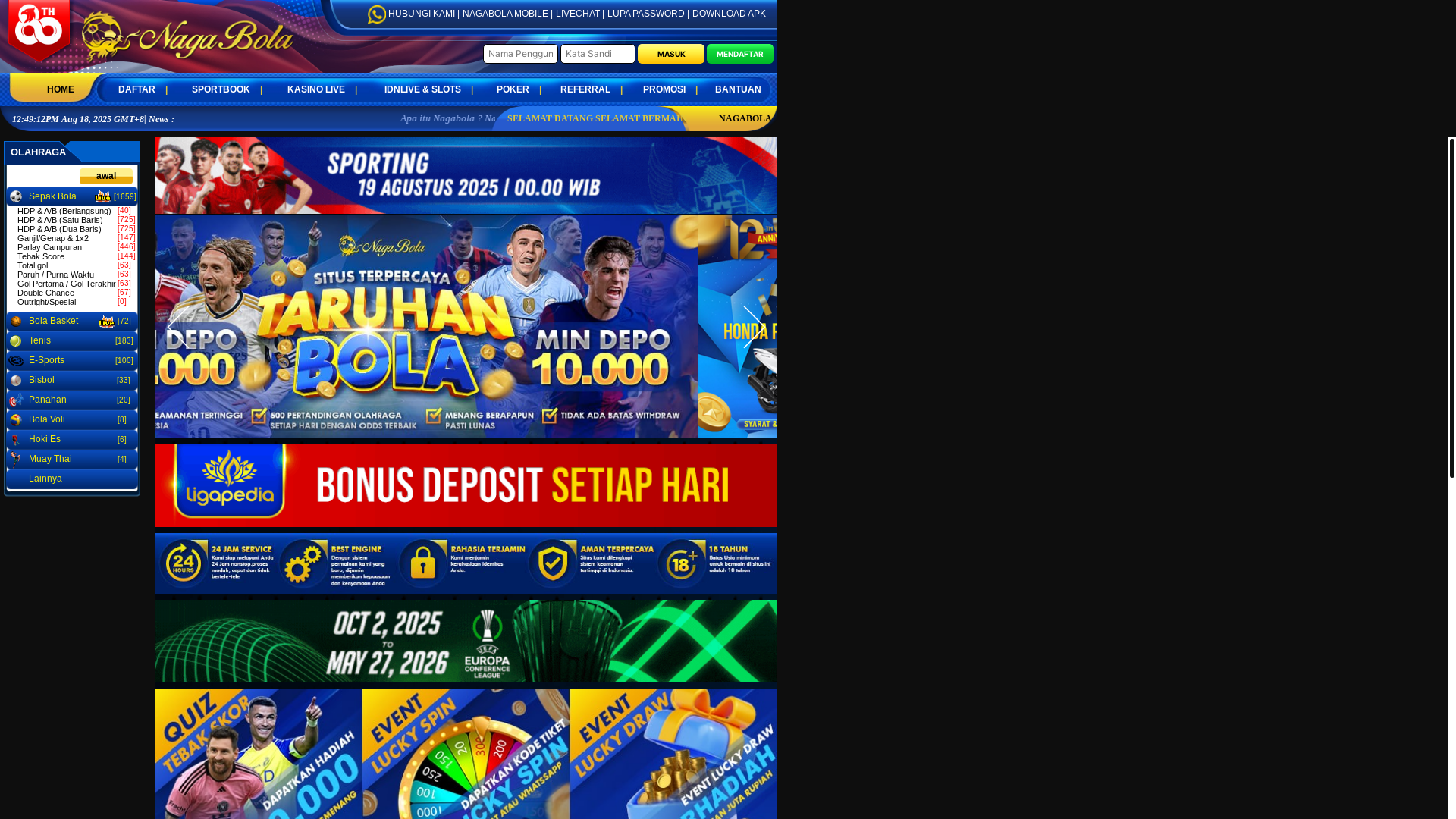 website screenshot of https://nagabolaindah.com/