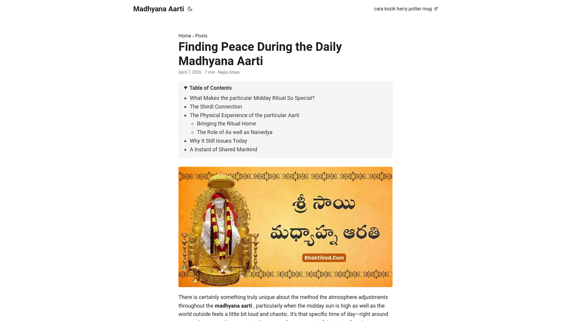 website screenshot of https://madhyana-aarti.pages.dev/