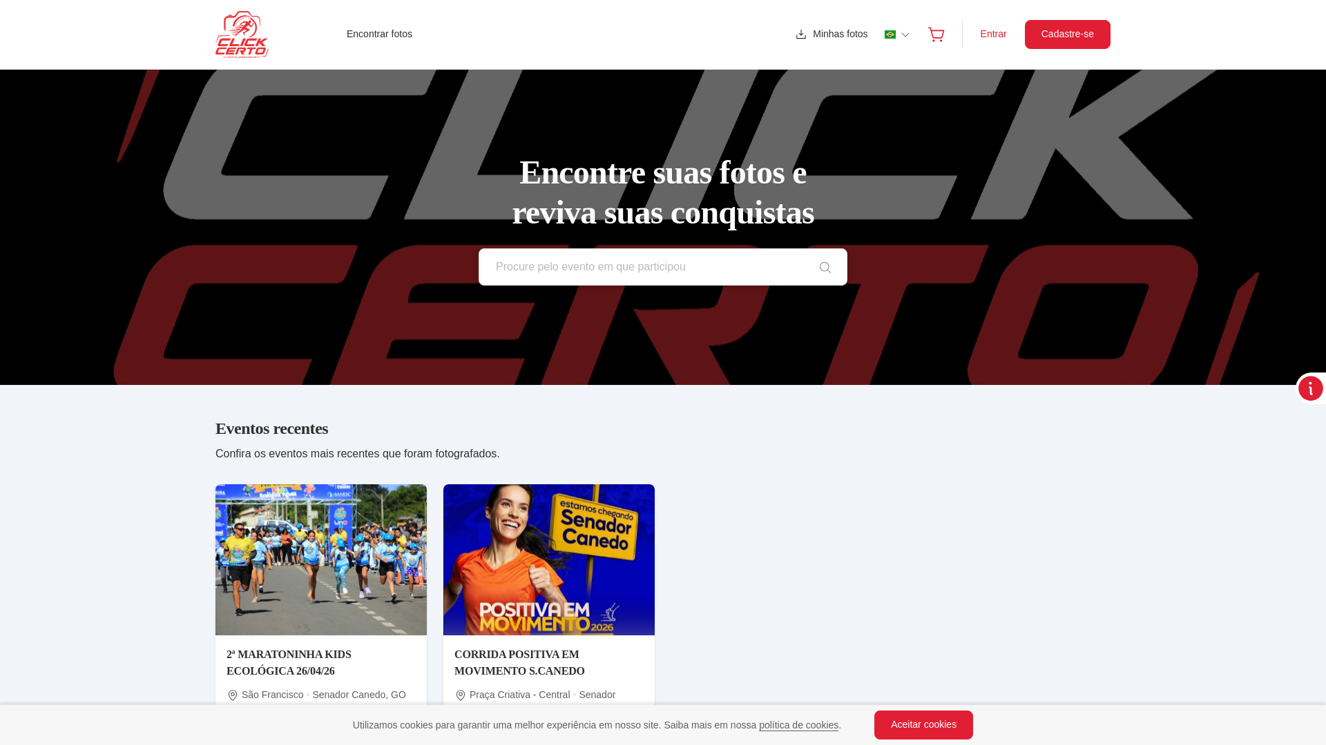 website screenshot of https://clickcertofotoesporte.com.br/