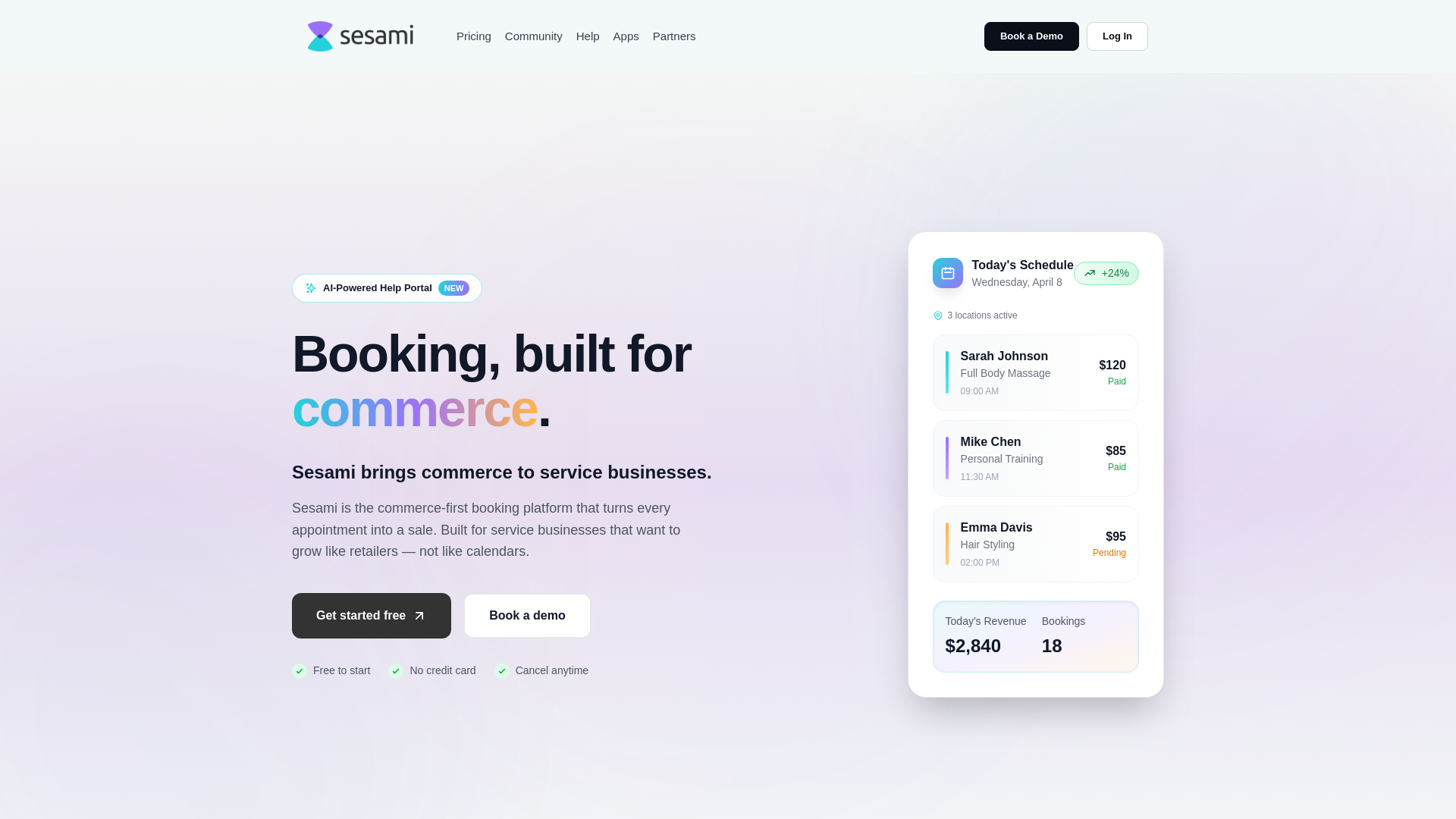 website screenshot of https://sesami.co
