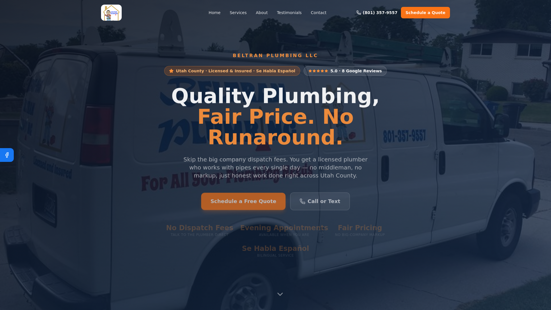 website screenshot of https://beltranplumbingllc.com/