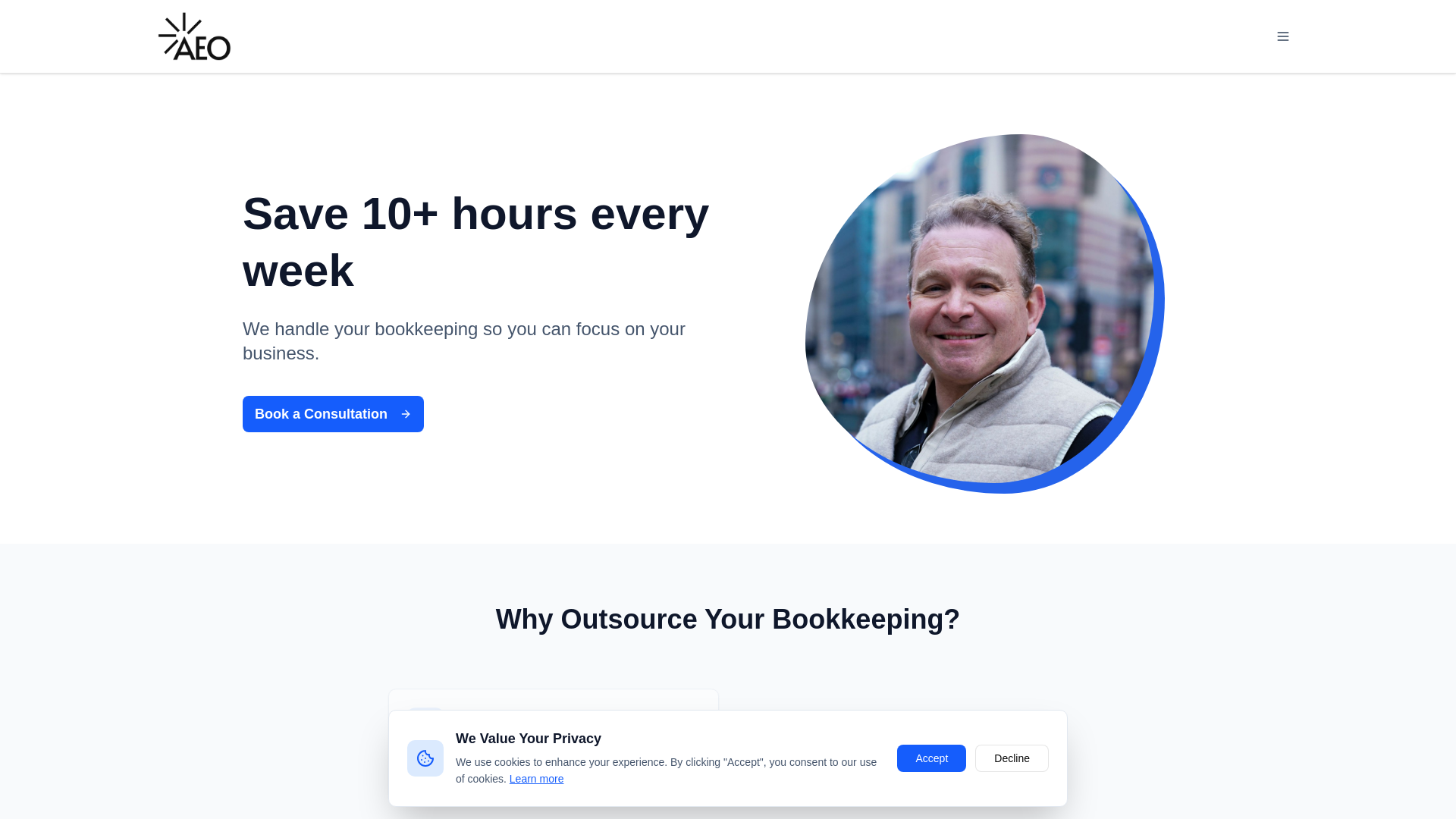 website screenshot of https://aeoaccountants.com/