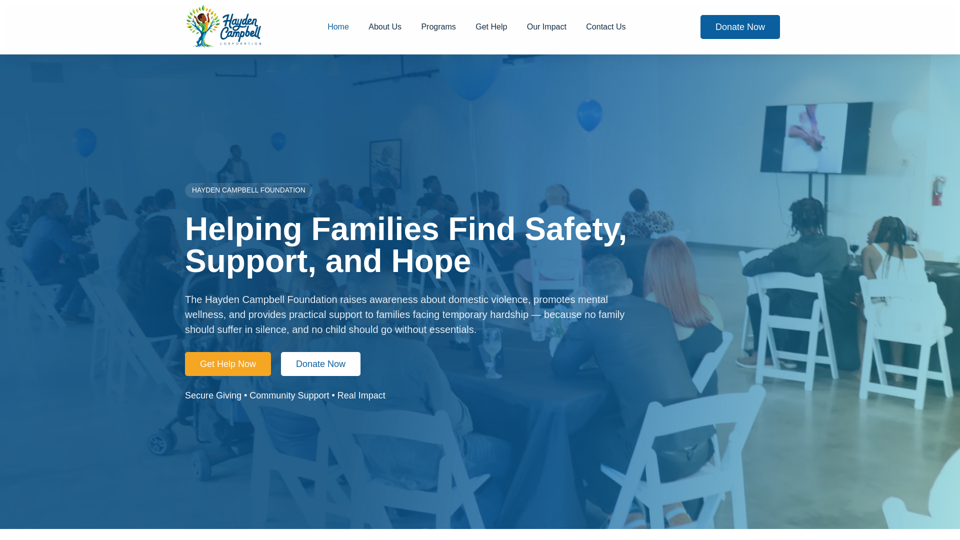 website screenshot of https://haydencfoundation.com/