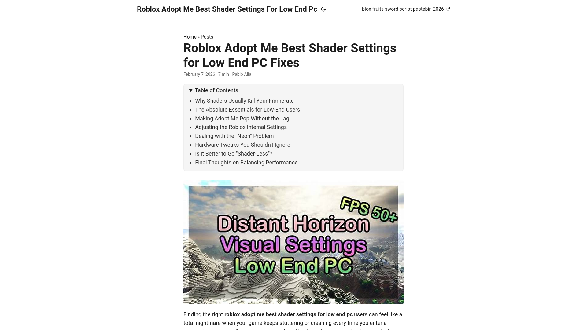 website screenshot of https://roblox-adopt-me-best-shader-settings-for-low-end-pc.pages.dev/