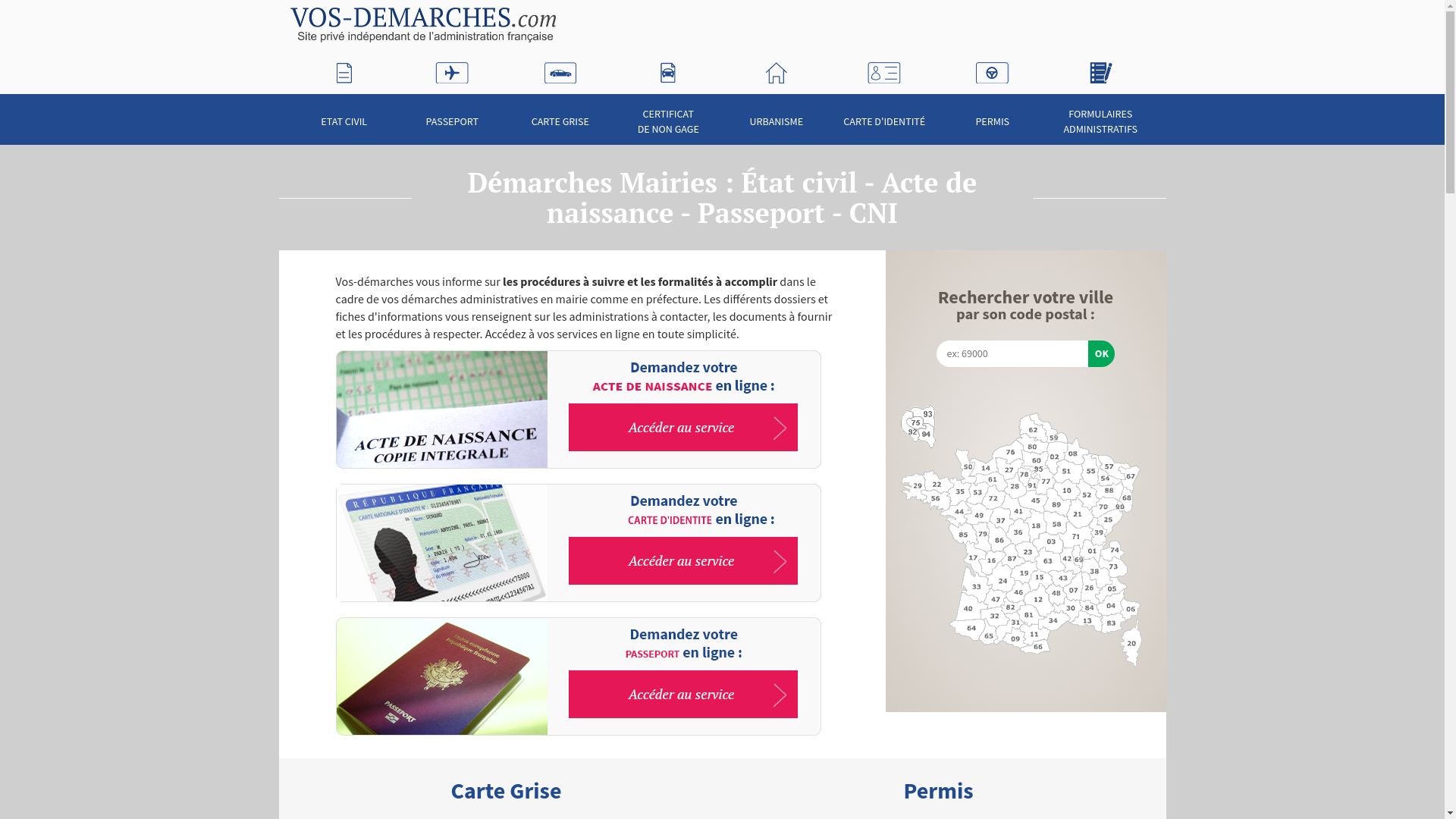 website screenshot of https://www.vos-demarches.com/