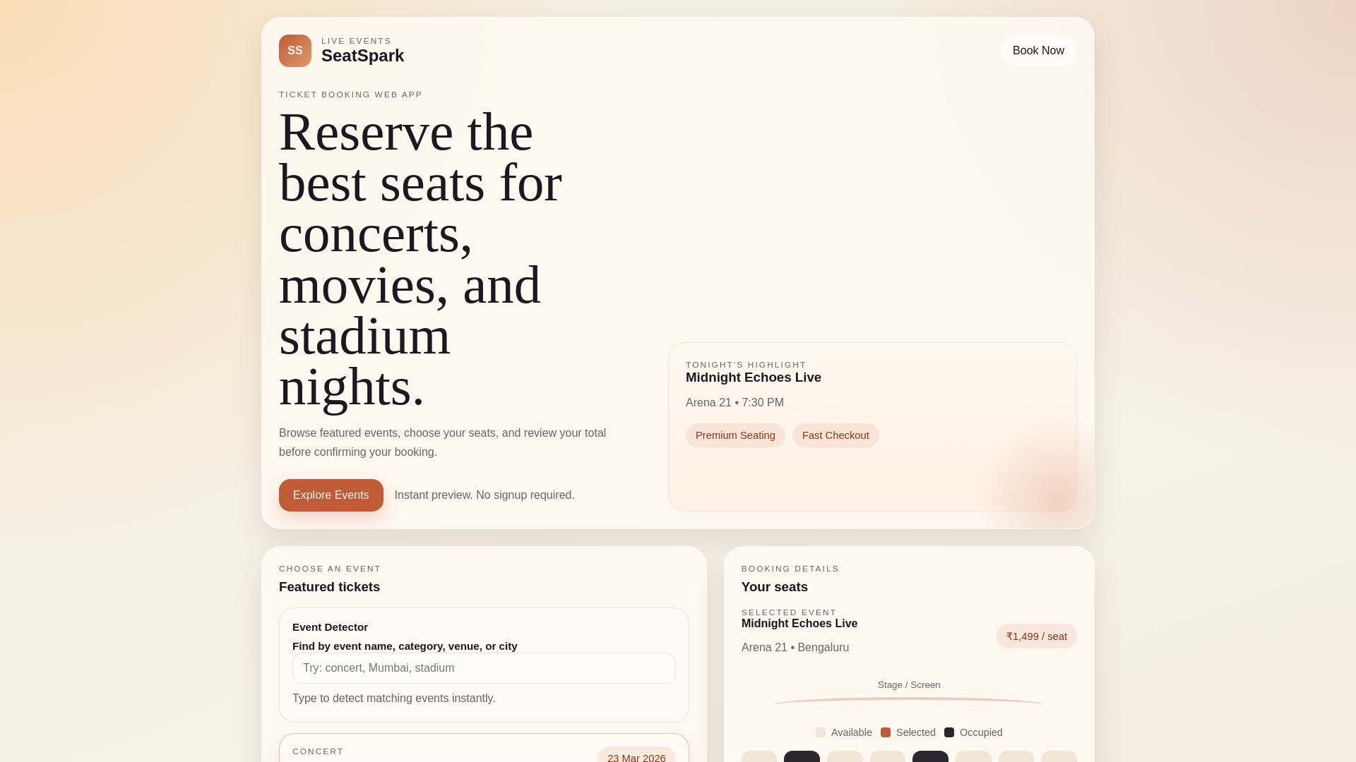 website screenshot of https://seatspark2.pages.dev/