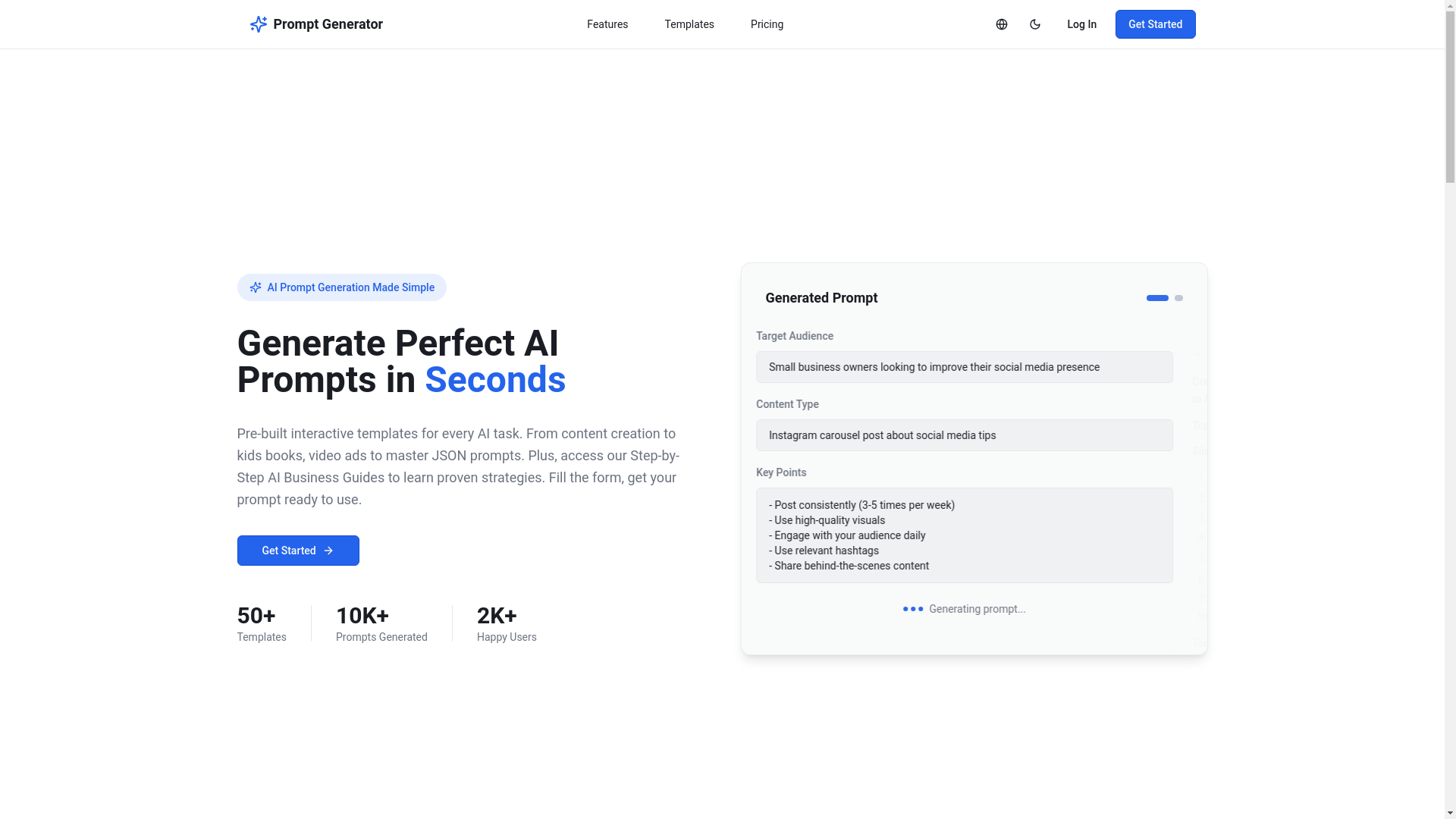 website screenshot of https://exusonprompts.com/