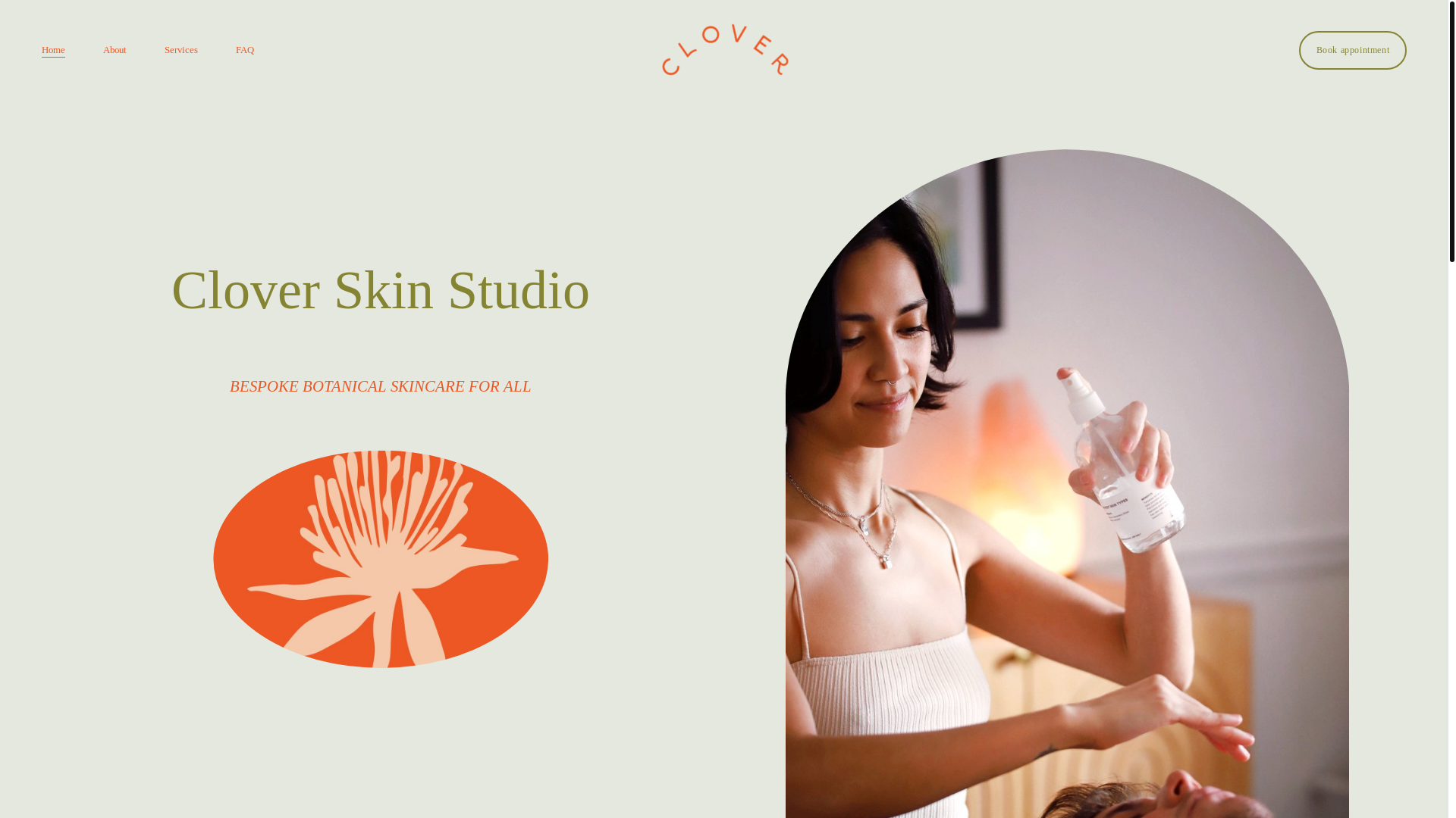 website screenshot of https://cloverskinstudio.com/