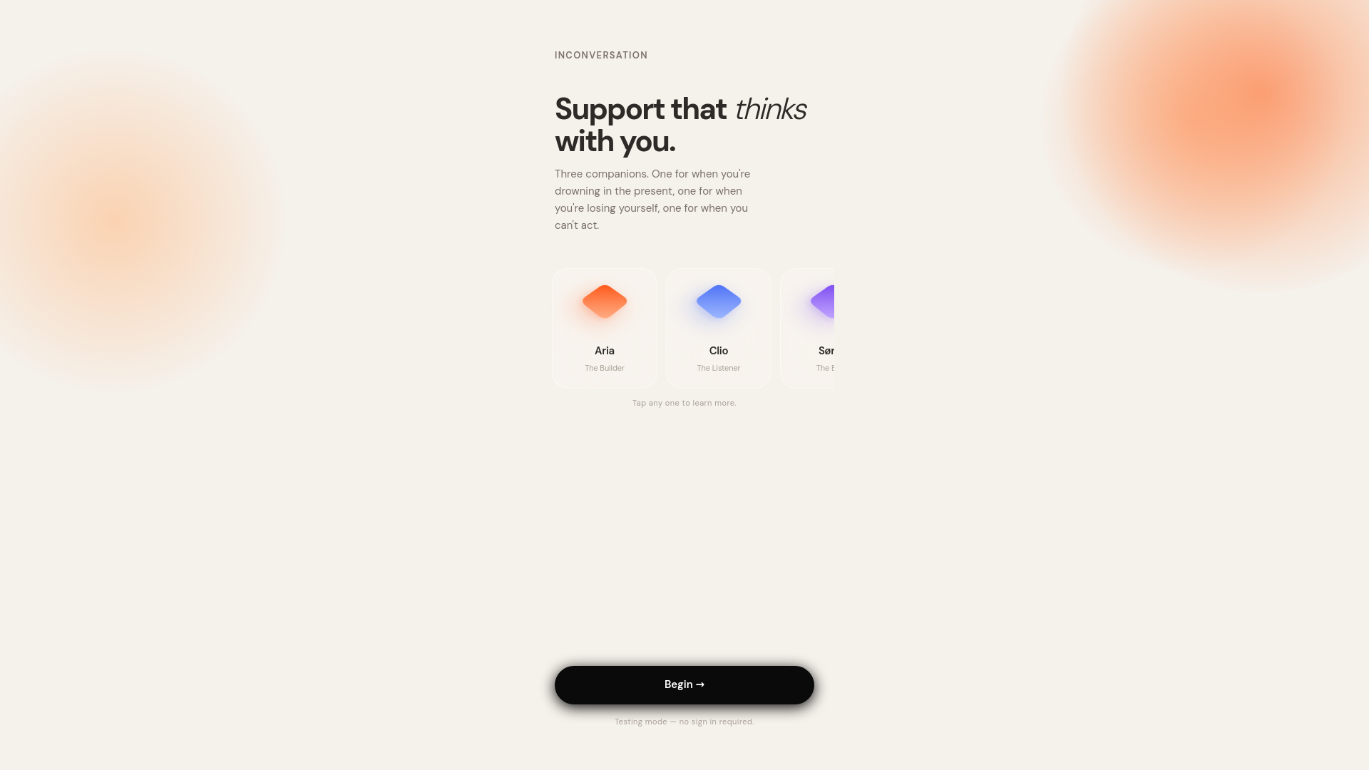 website screenshot of https://inconversation.app/