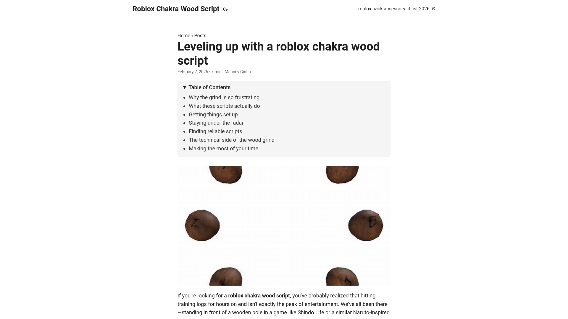 website screenshot of https://roblox-chakra-wood-script.pages.dev/