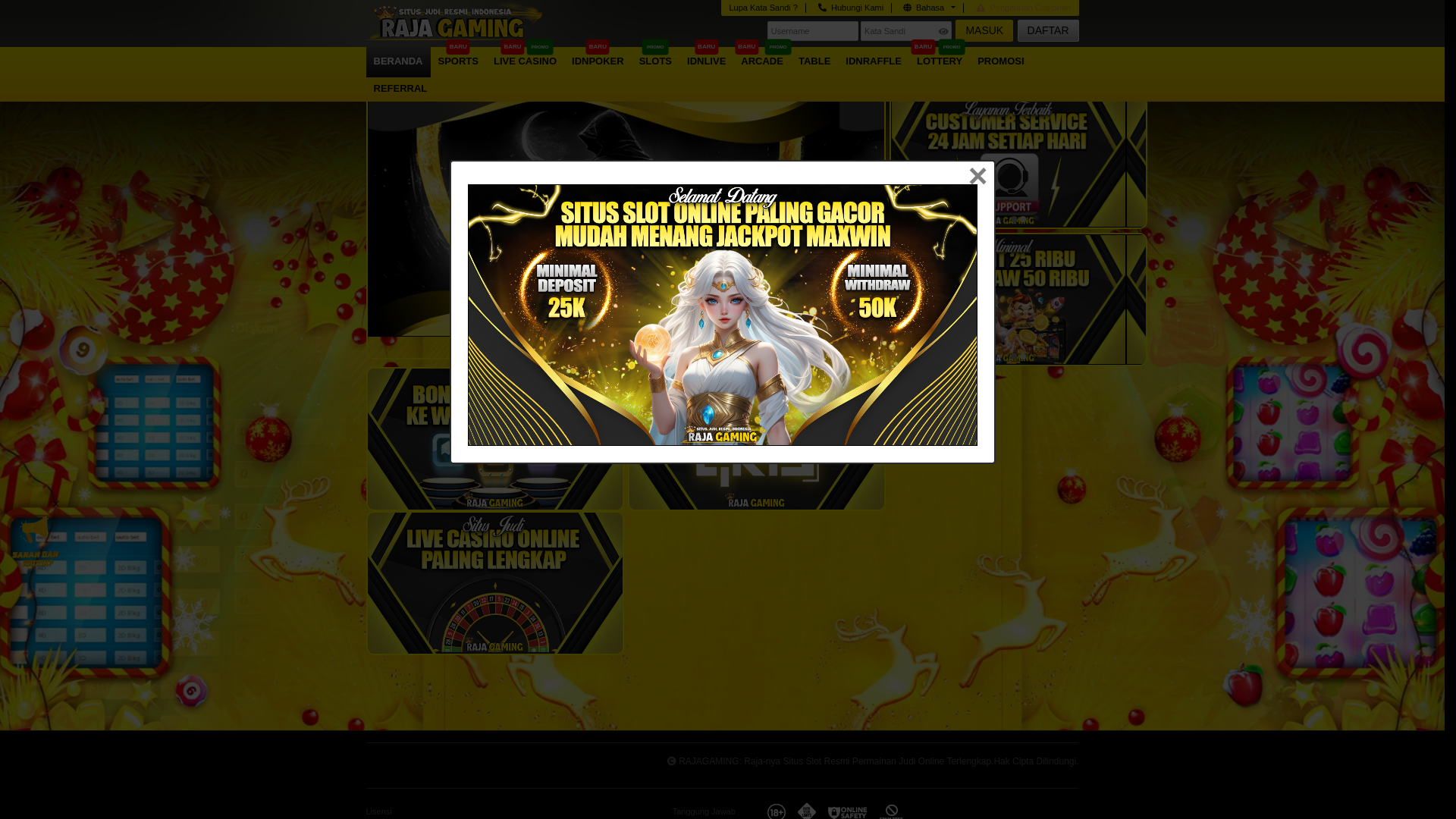 website screenshot of https://rajagamingyuk.site/