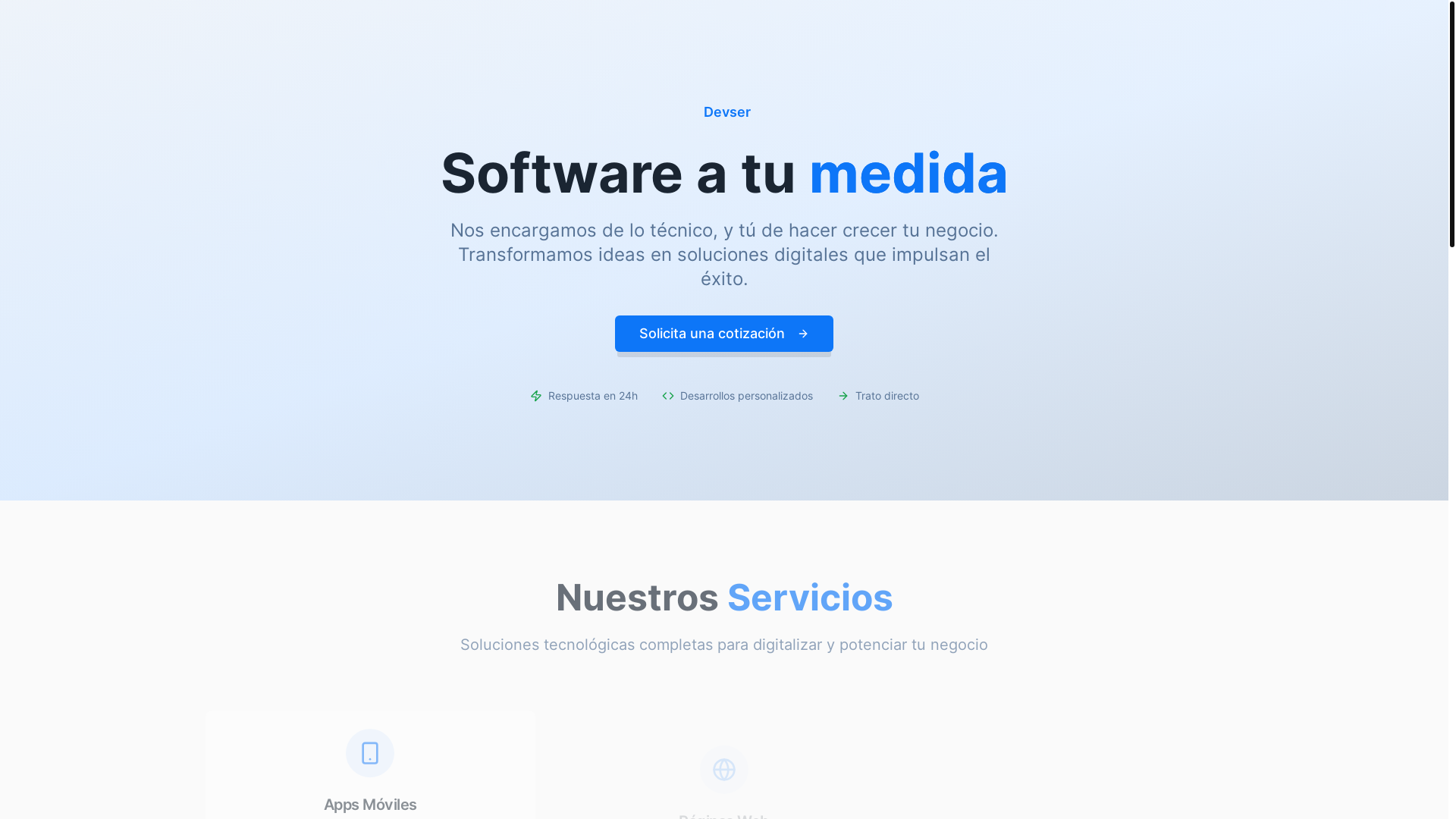 website screenshot of https://devser.tech/